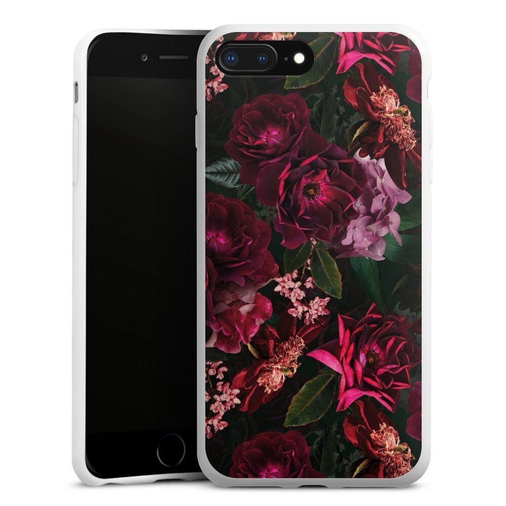 DeinDesign Handyhülle Rose Blumen Blüte Dark Red and Pink Flowers, Apple iPhone 8 Plus Silikon Hülle Bumper Case Handy Schutzhülle