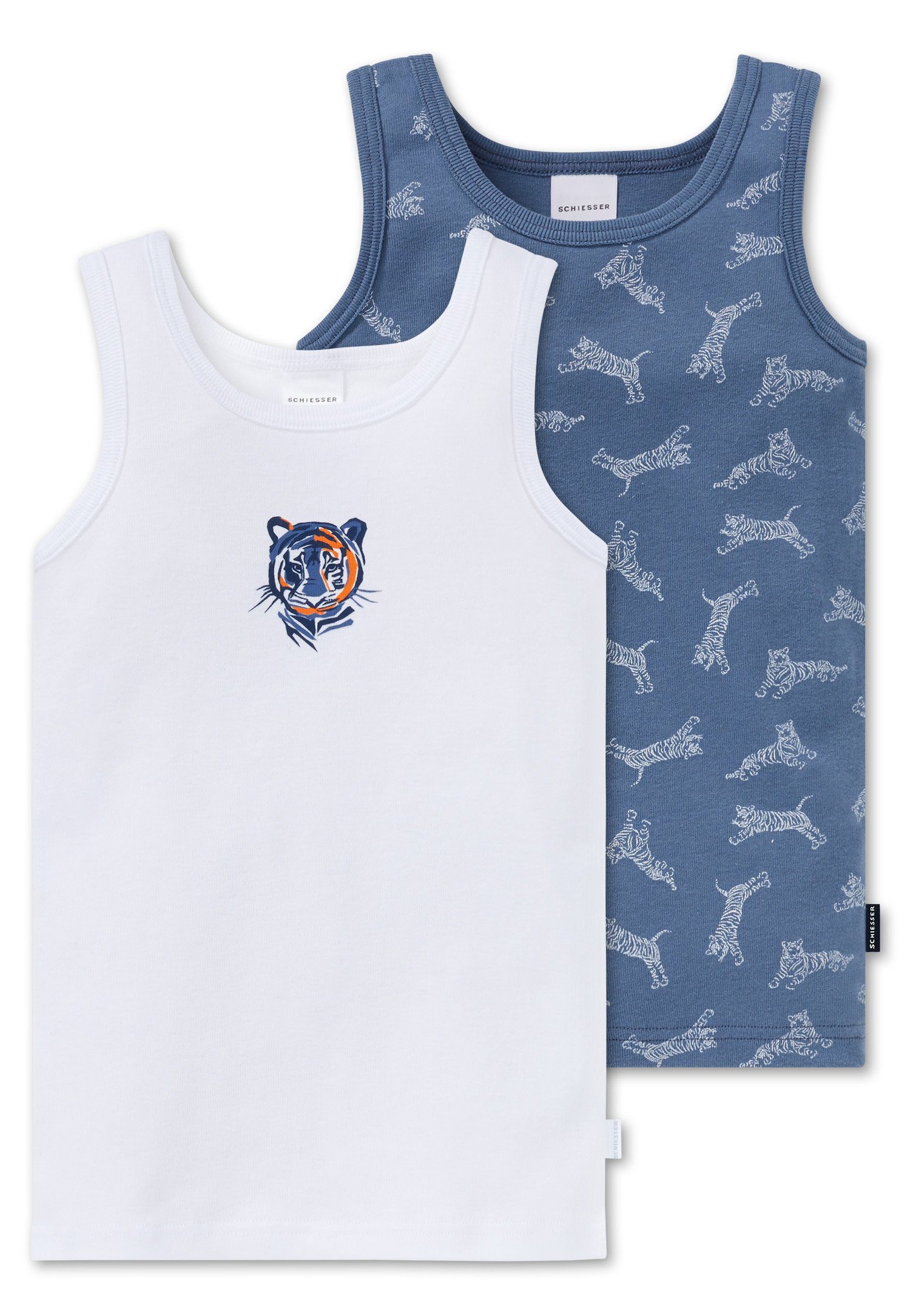 Schiesser Unterhemd Easy Tiger (Set, 2-St., 2er-Pack) Jungen Unterhemd, Tank Top, Feinripp-Qualität
