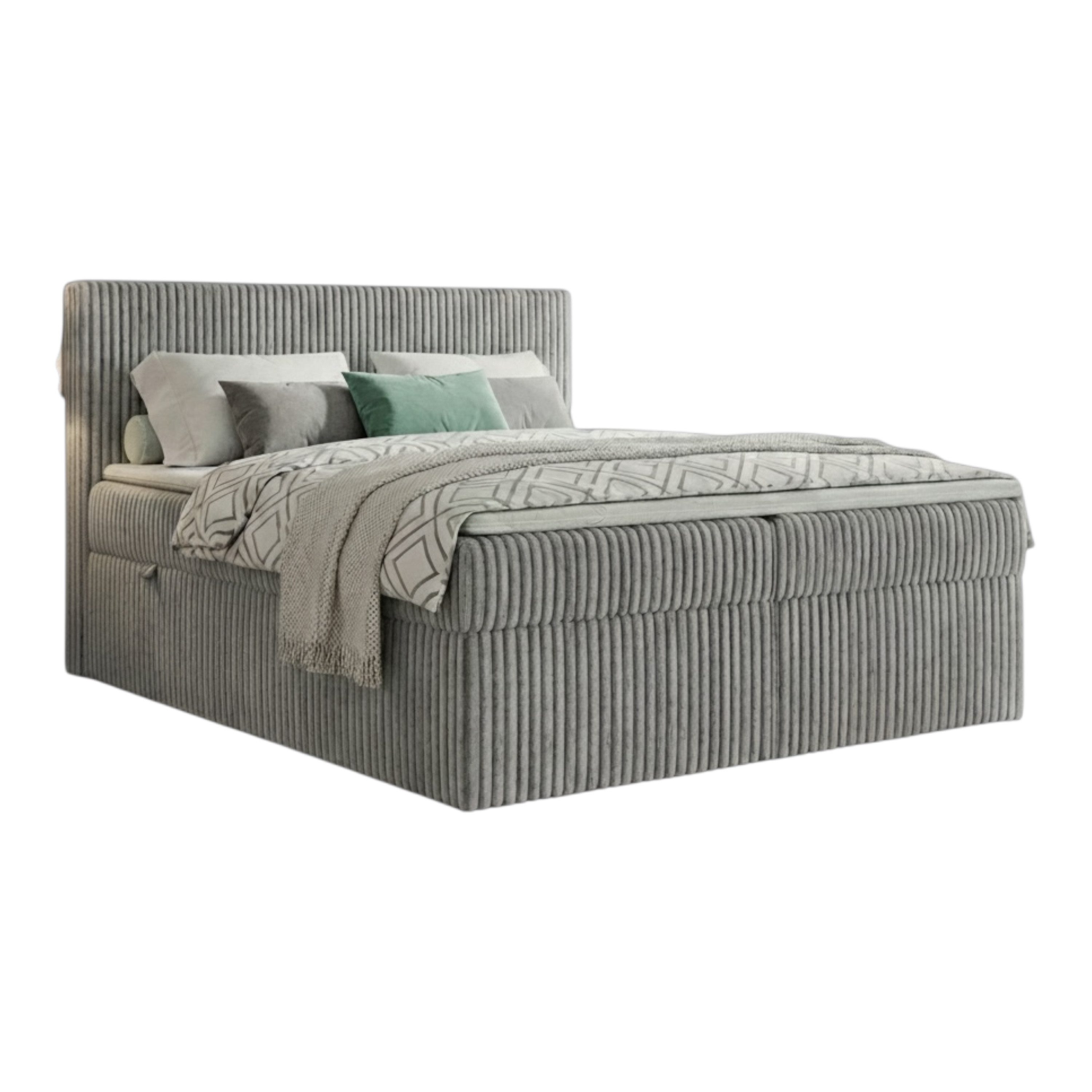 A&J MöbelLand GmbH Boxspringbett RALF mit Bettkasten, Topper und gepolstertem Kopfteil. (Boxspringbett mit Bettkasten und gepolstertem Kopfteil)