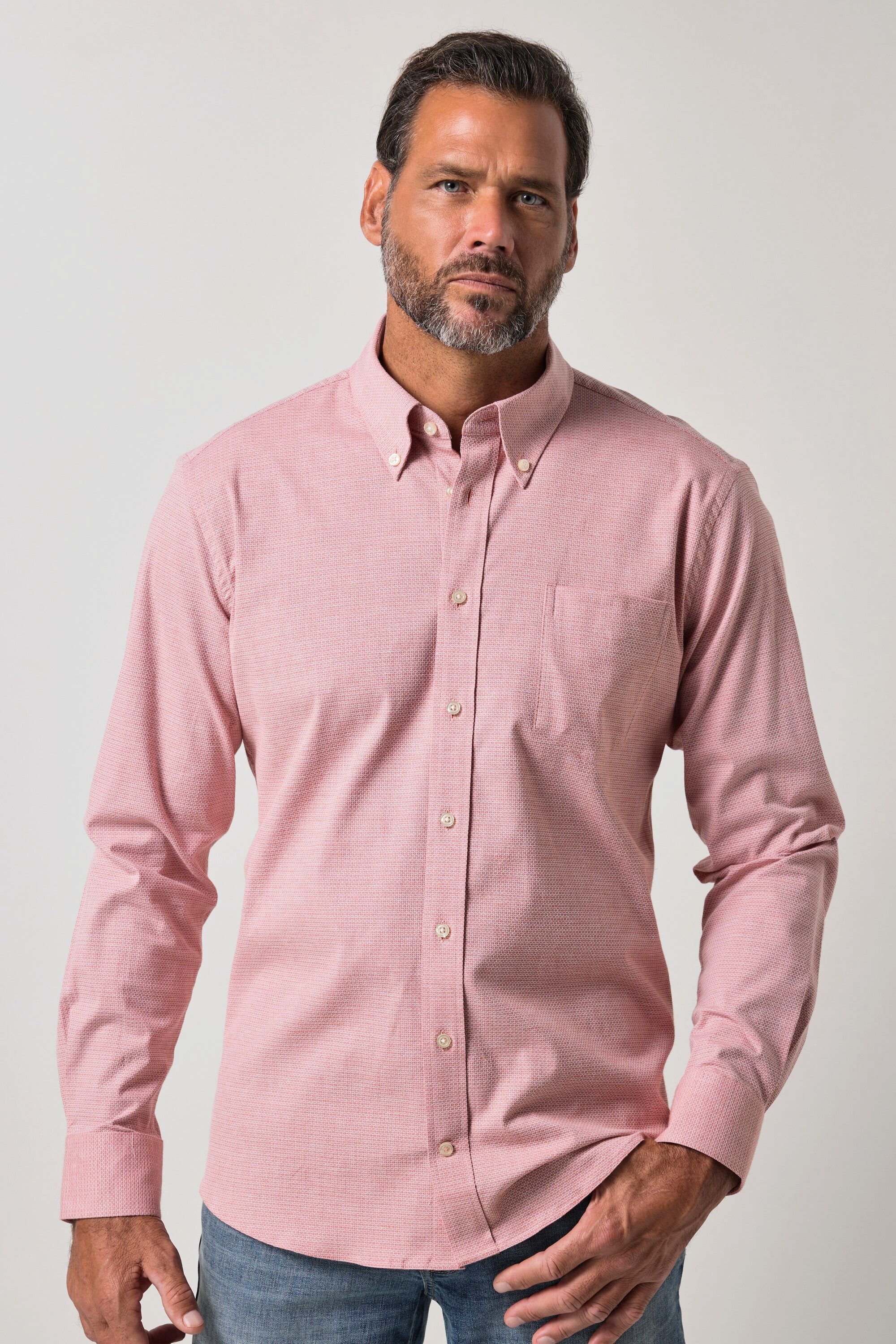 JP1880 Businesshemd Hemd Langarm Modern Fit Struktur Buttondown-Kragen