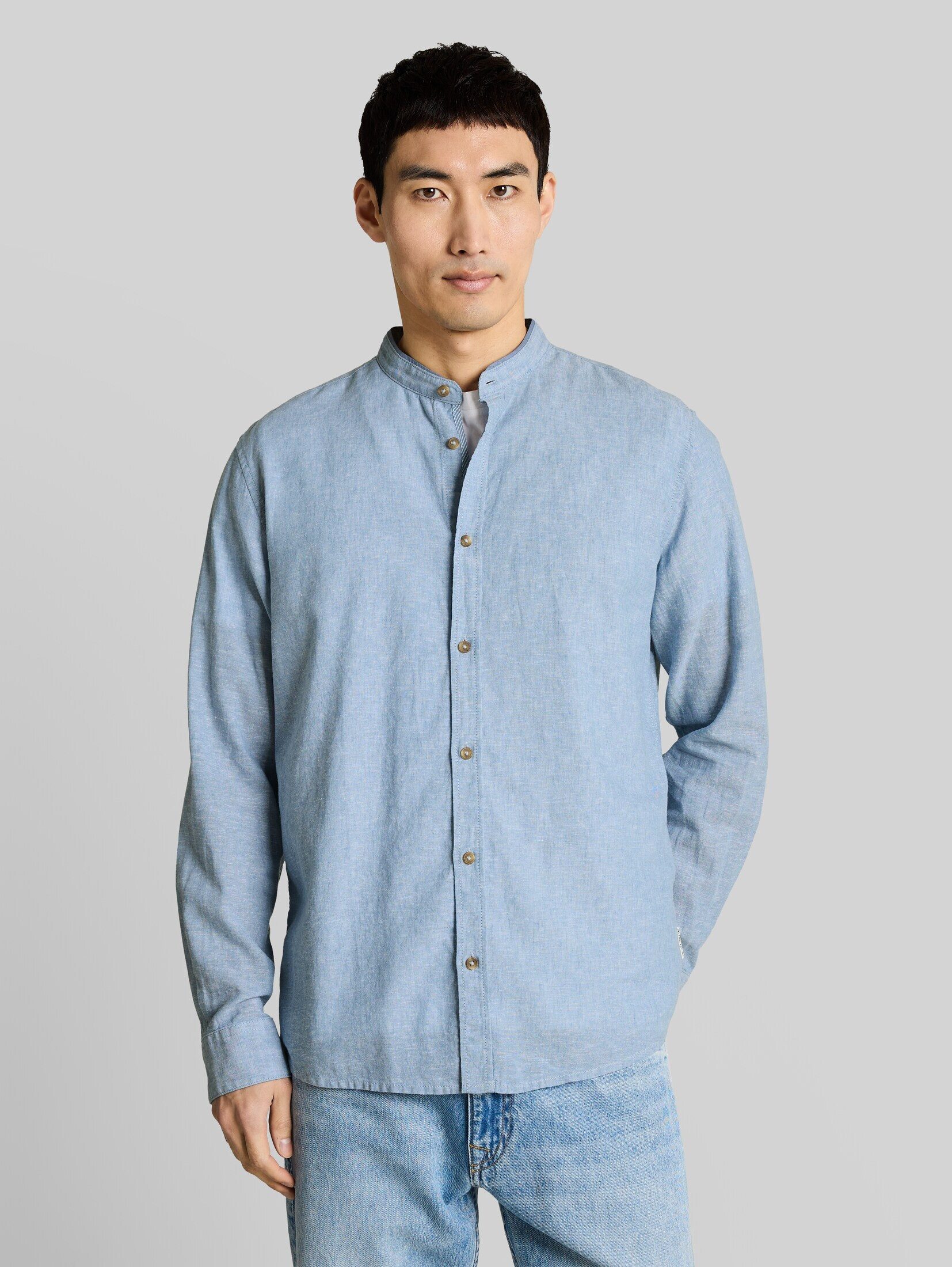 TOM TAILOR Langarmhemd Blusen & Shirts Regular Fit Hemd mit Leinenanteil