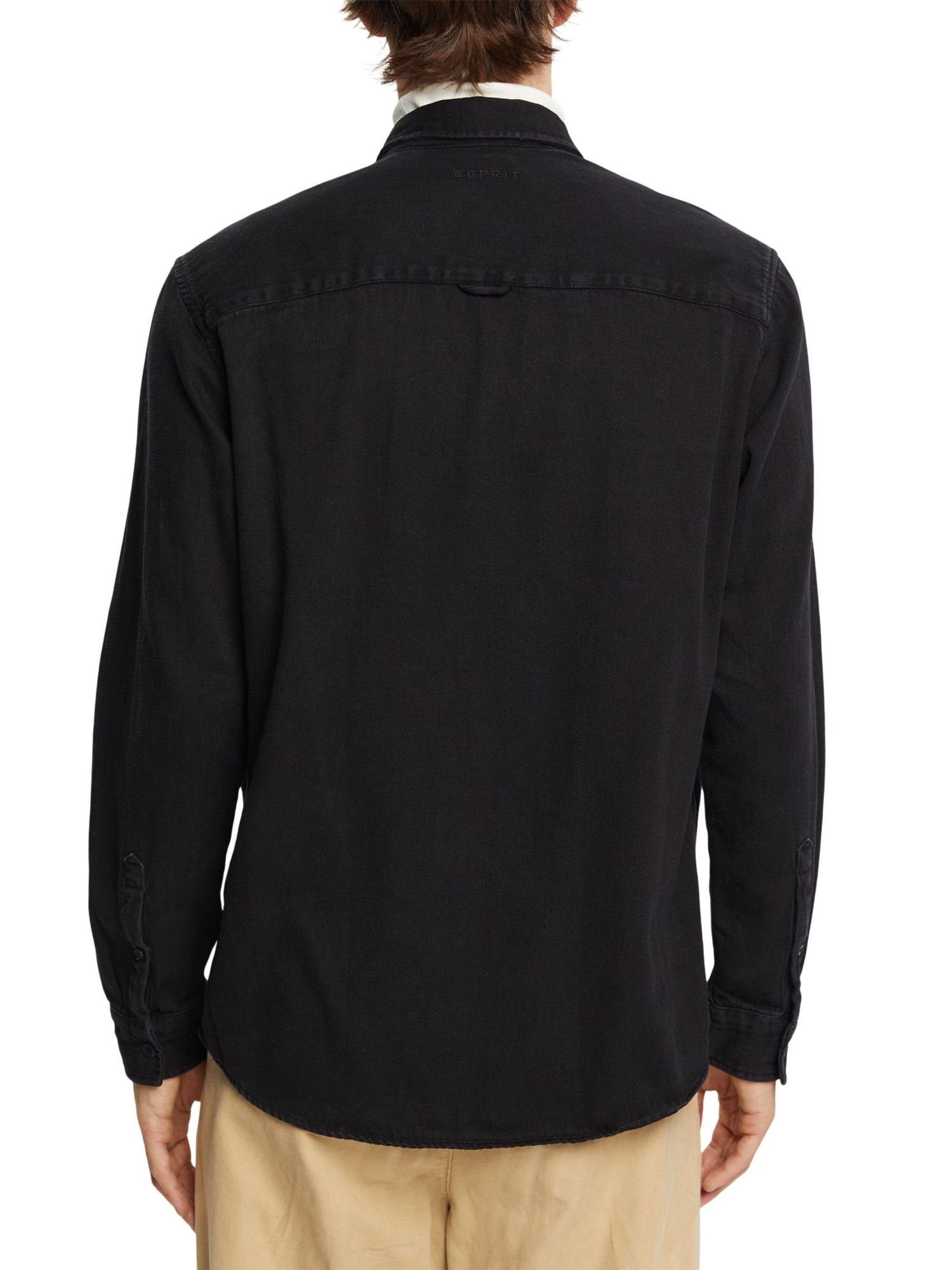 WASHED Denim-Shirt Esprit Langarmhemd DARK BLACK