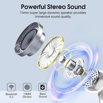 Csasan Kabellos Bluetooth 5.3, mit 4 Mic, 2024 Neue ENC Noise Cancelling In-Ear-Kopfhörer (Wasserdichtes Design und Touch-Steuerung für aktive Nutzung., 40 Std Immersiver Deep Bass, IP7 Wasserdicht Ohrhörer LED-Anzeige)