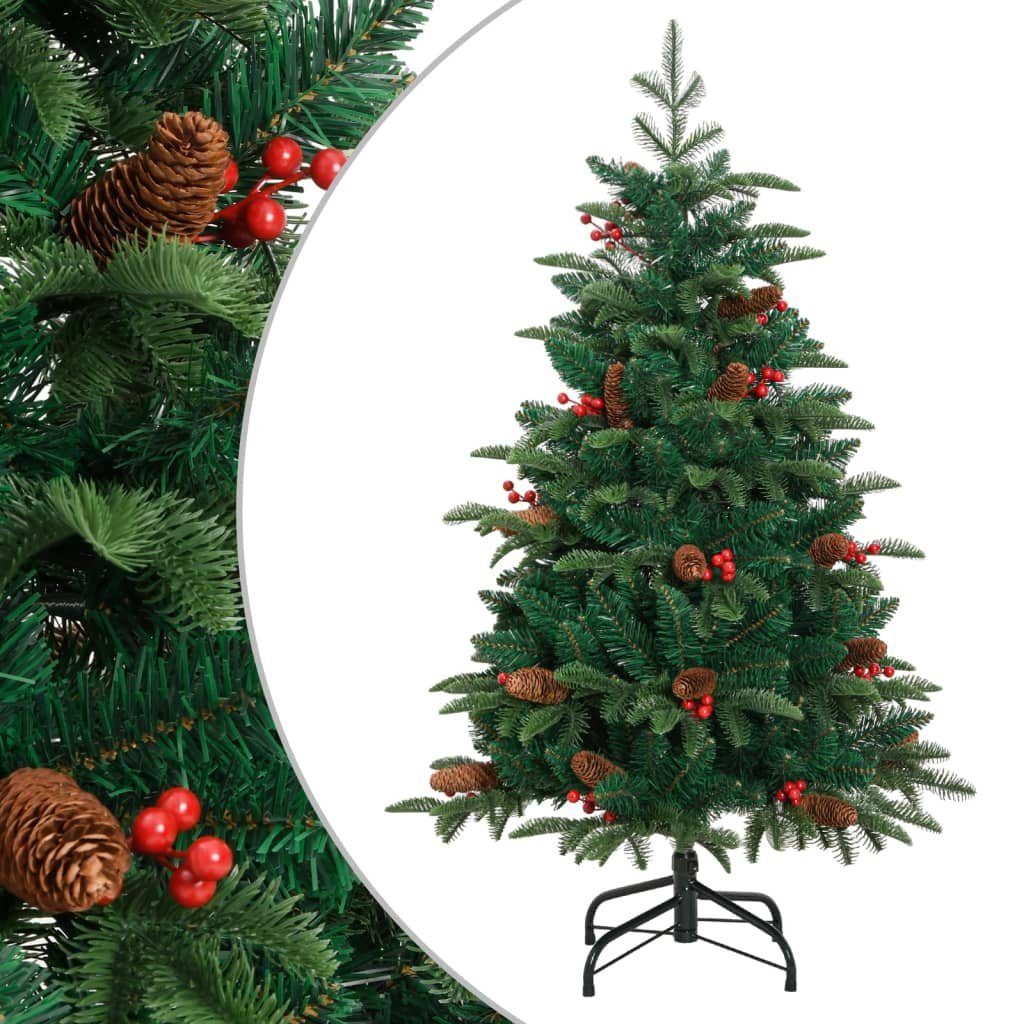 vidaXL Künstlicher Weihnachtsbaum Künstlicher Weihnachtsbaum Klappbar mit Zapfen & Beeren 150 cm