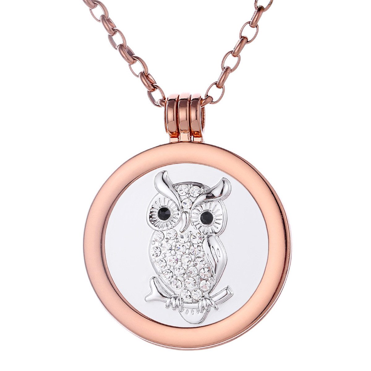 Kette mit Anhänger Halskette 70 cm roségold mit Coin Amulett 33 mm