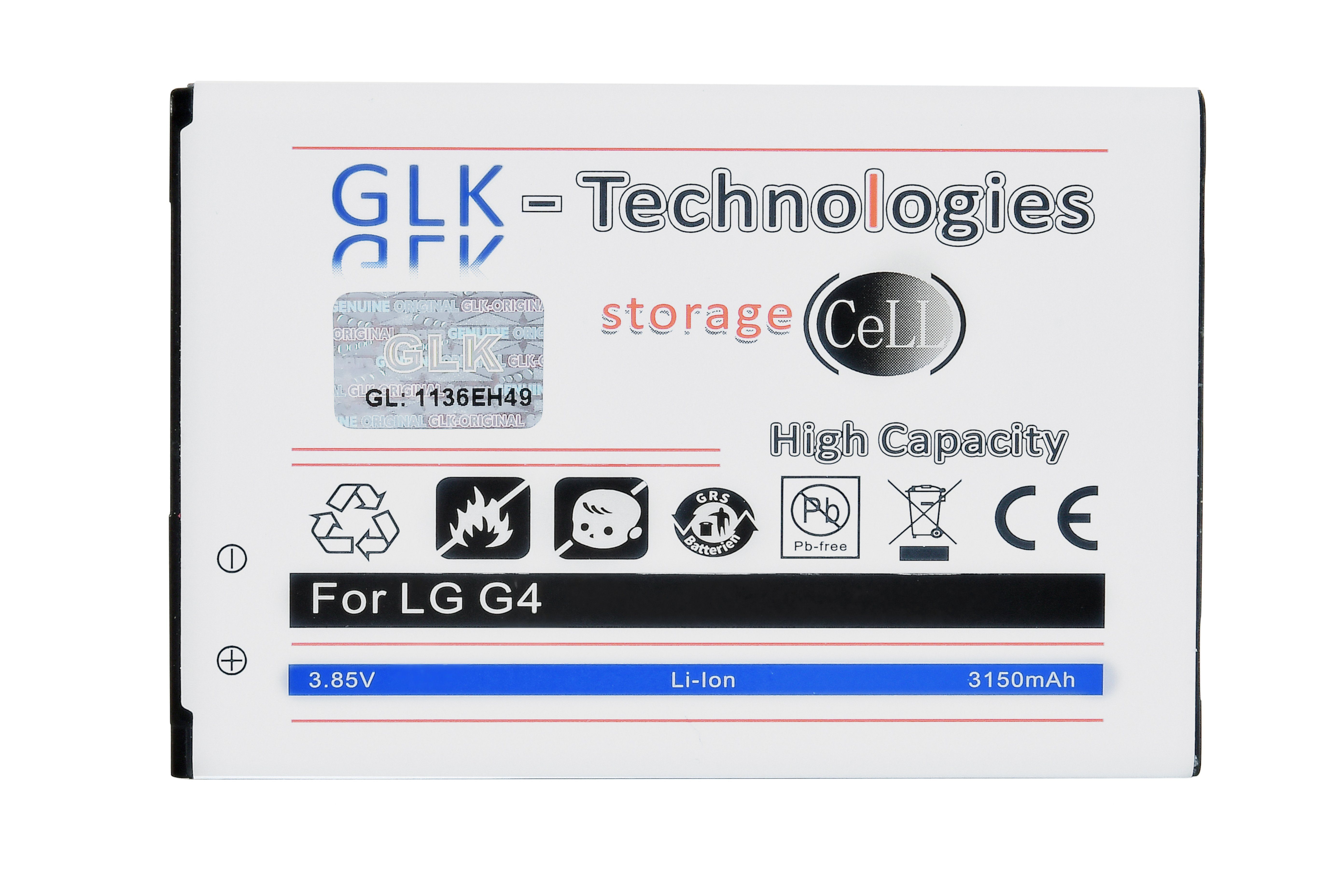 GLK-Technologies High Power Ersatzakku für H815 SIM G4 Stylus BL-51YF, Dual (3.8 H635 Neu 3150 // Battery, Original Ersetzt LG 3150mAh Smartphone-Akku G4 H818P GLK-Technologies accu, Akku mAh V)
