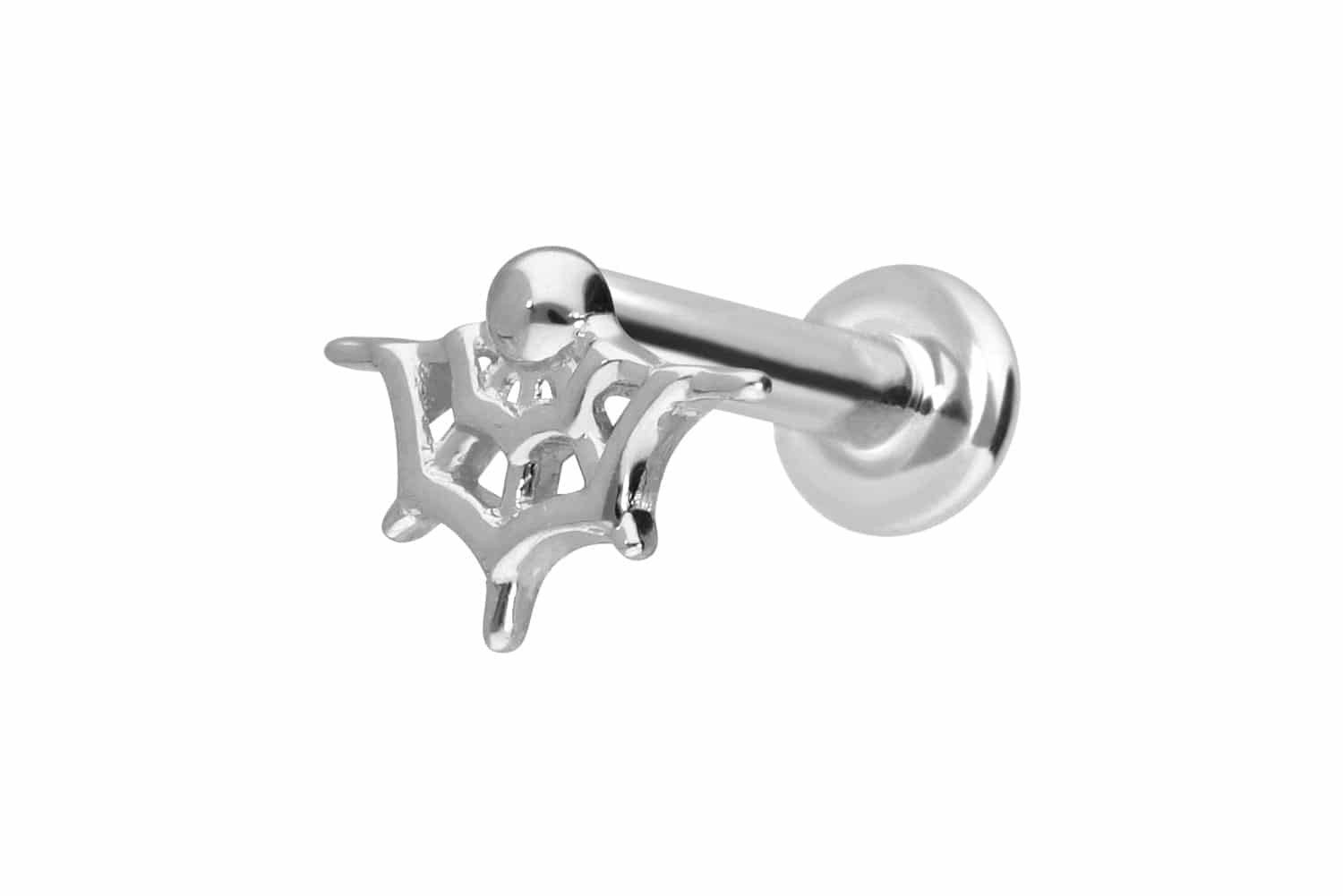 Piercing-Set 14 Karat Gold Labret mit Push Fit SPINNENNETZ