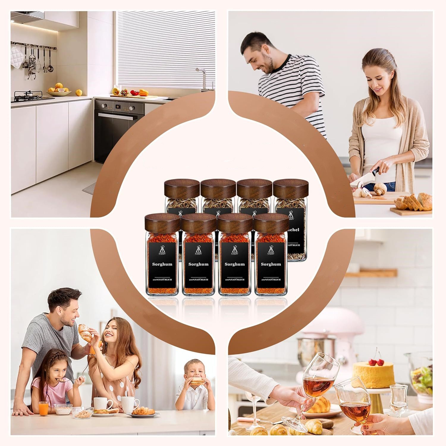 KingLux Gewürzbehälter 12Stk.Gewürzdosen Mit Gewürzetiketten,120ml Gewürzbehälter aus Glas, (12-tlg) – Bild 4 von 5