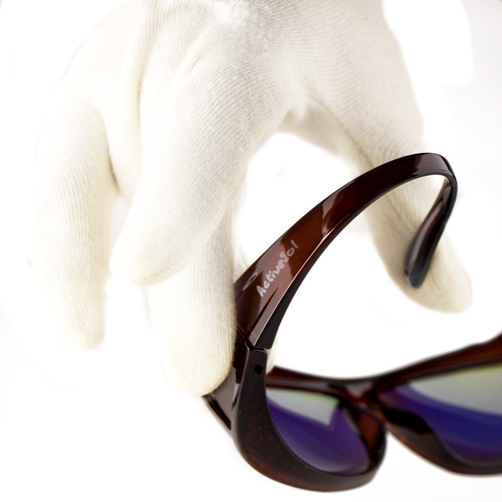 Classic Überziehsonnenbrille Herren für Sonnenbrille ActiveSol polarisierte, SUNGLASSES UV 400 Glänzend Braun