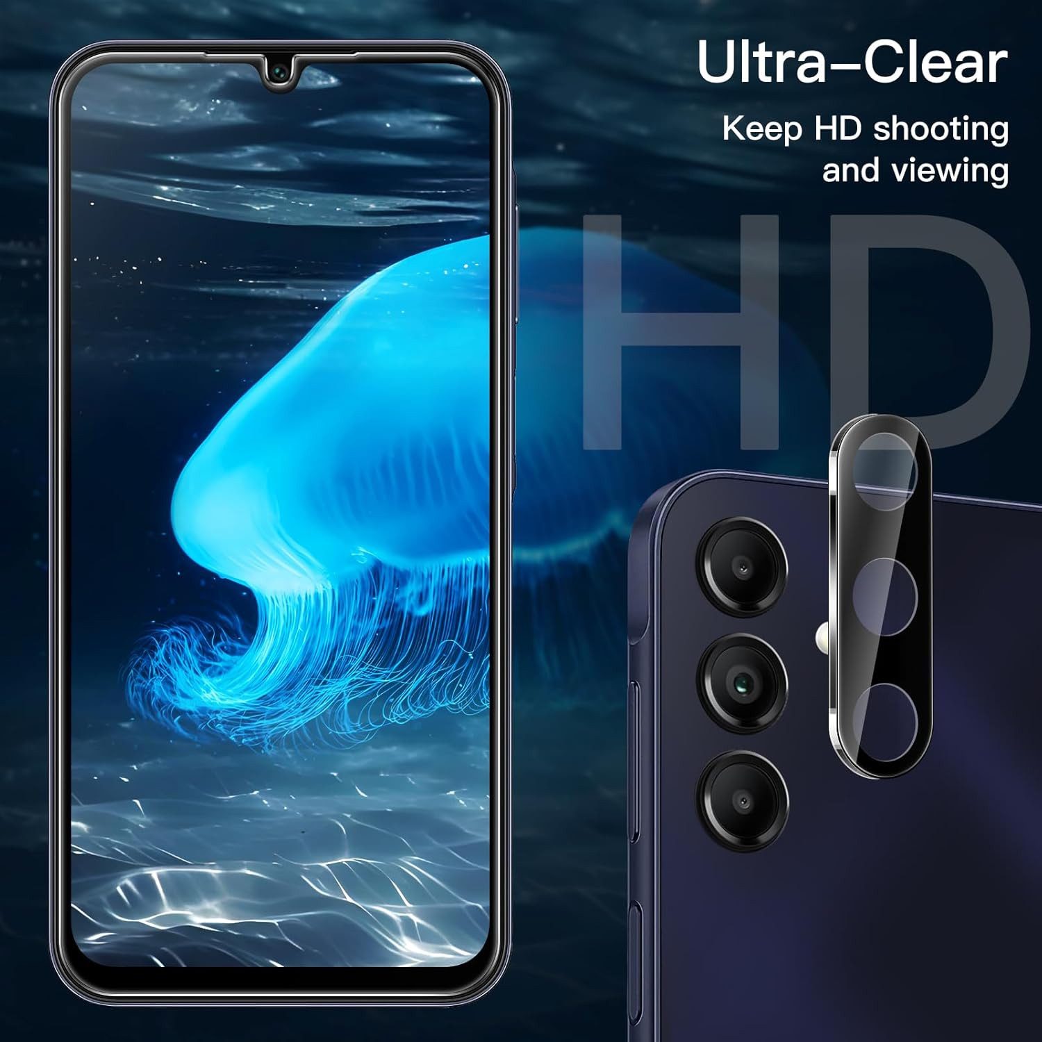 CLM-Tech Displayschutzglas 1X Schutzfolie für Samsung Galaxy A36 5G Panzerfolie 1X Kameraschutz für Samsung Galaxy A36 5G, 2er Set Kameraglas Panzerglas Display – Bild 5 von 5