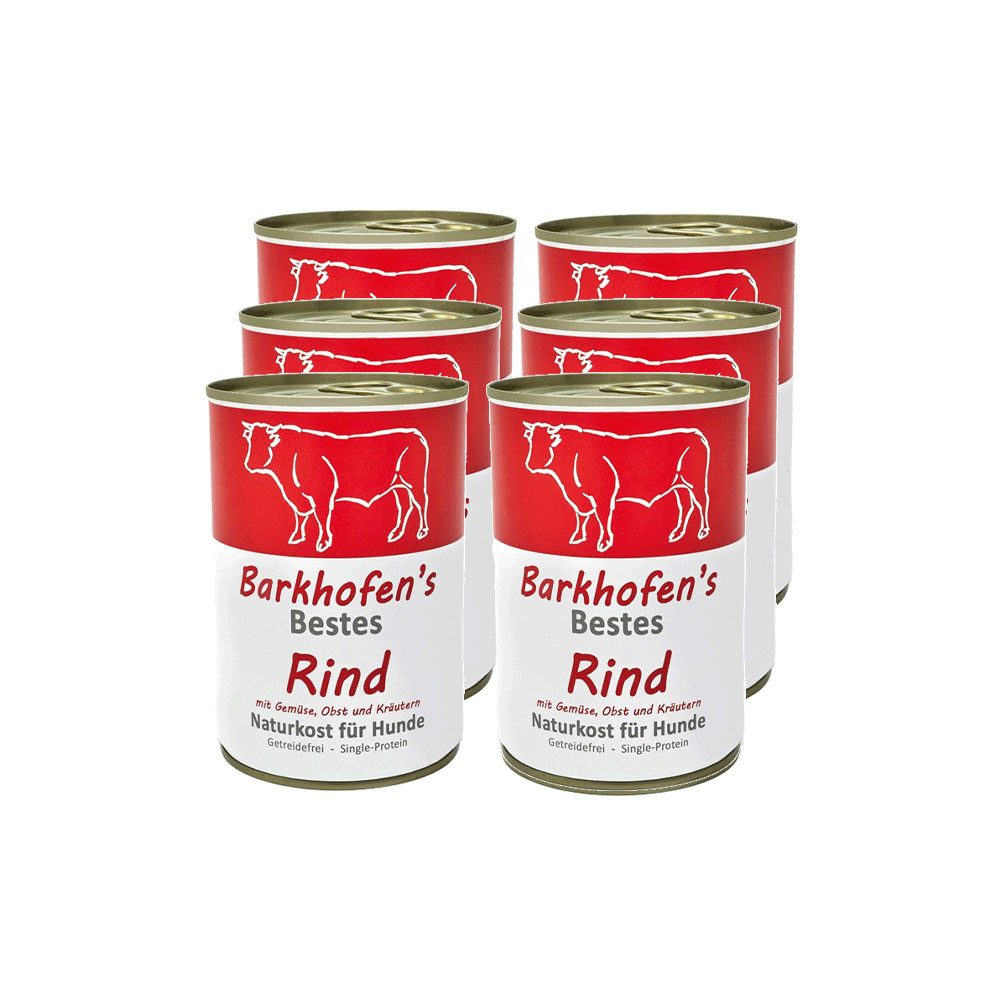 Barkhofen Tiernahrung Nassfutter Hund Single Protein Rind, eisenreich – Bestes Rind, Nassfutter für: Hunde, Nassfutter für ausgewachsene, ernährungssensible Hunde