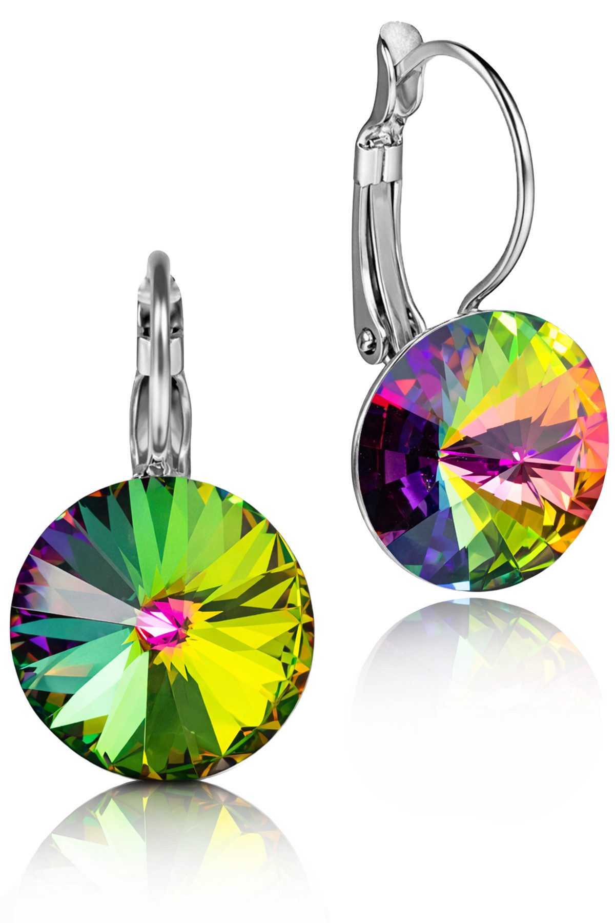 LUISIA® Paar Ohrhänger Ohrringe "Rivoli" mit 14 mm Premium Kristallen (2-tlg., inkl. Schmuckbox), Große Farbauswahl
