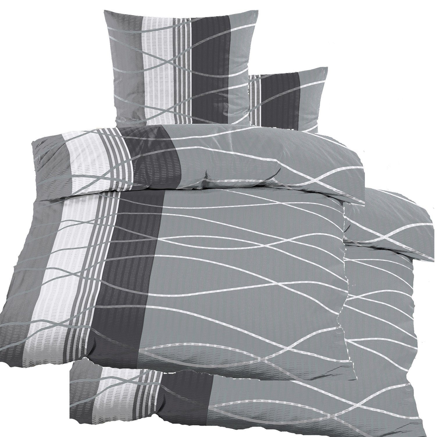 KH-Haushaltshandel Bettwäsche 2-tlg. Seersucker Bettwäsche 135x200 günstig online kaufen