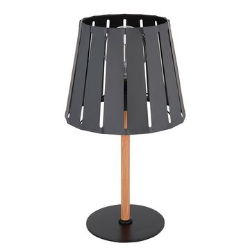 Globo Schreibtischlampe, Leuchtmittel nicht inklusive, Tischlampe Lampe Nachttischlampe Schwarz Metall Holzoptik