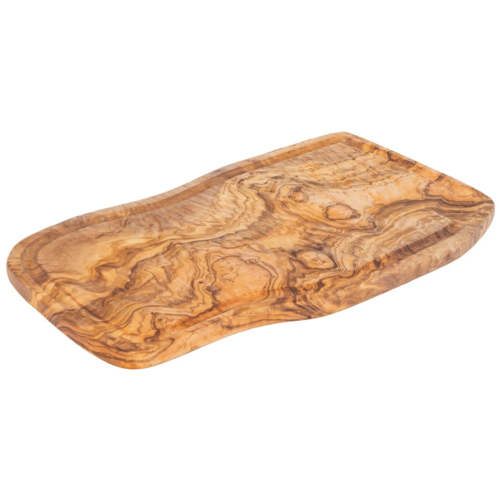 Holz-Leute Schneidebrett mit Saftrille Holzbrett 38 x 24 cm, Holz, Tranchierbrett Küchenbrett Olivenholz