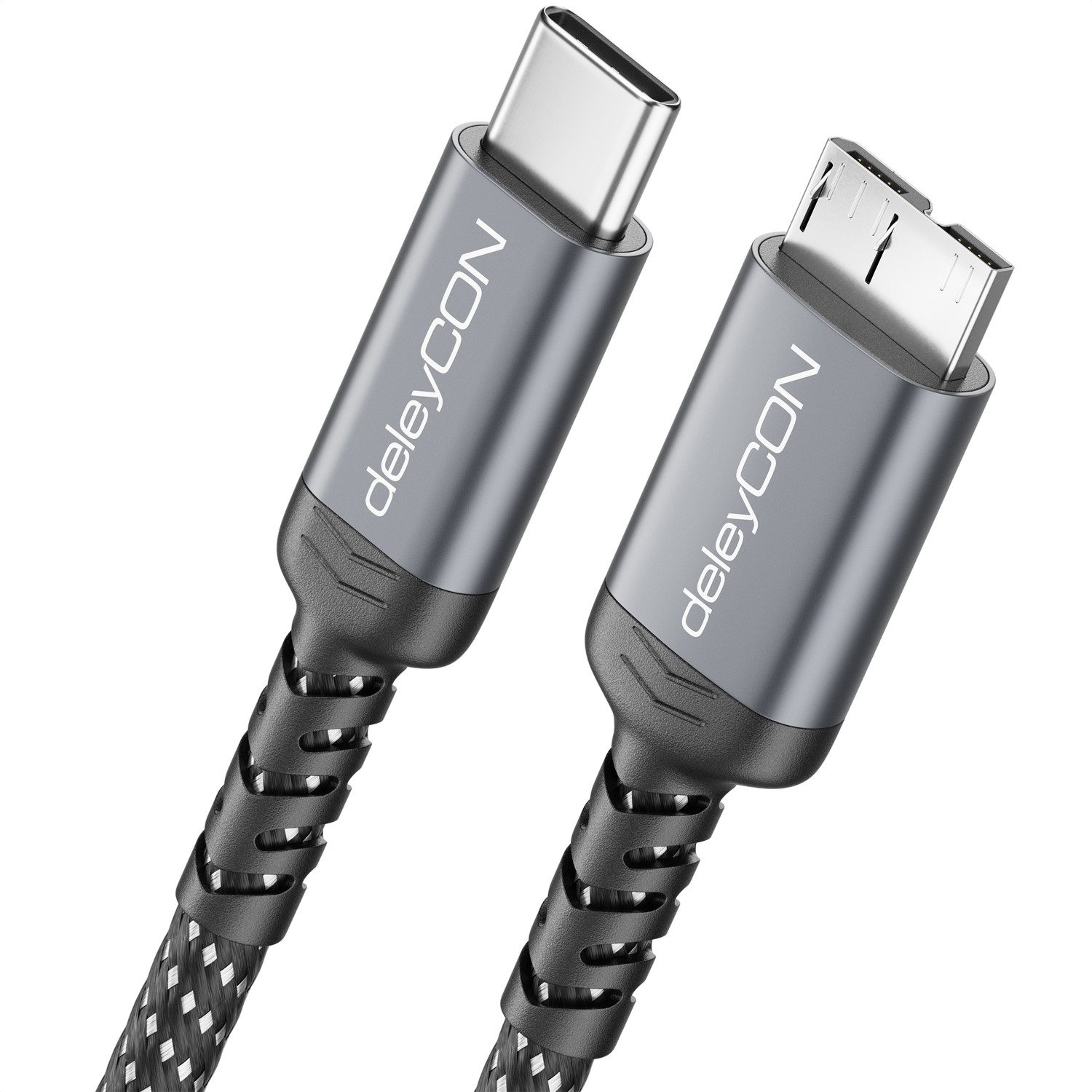deleyCON 2m USB 3.0 Micro B Kabel Datenkabel 5Gbit/s USB-C Stecker auf Micro B USB-Kabel