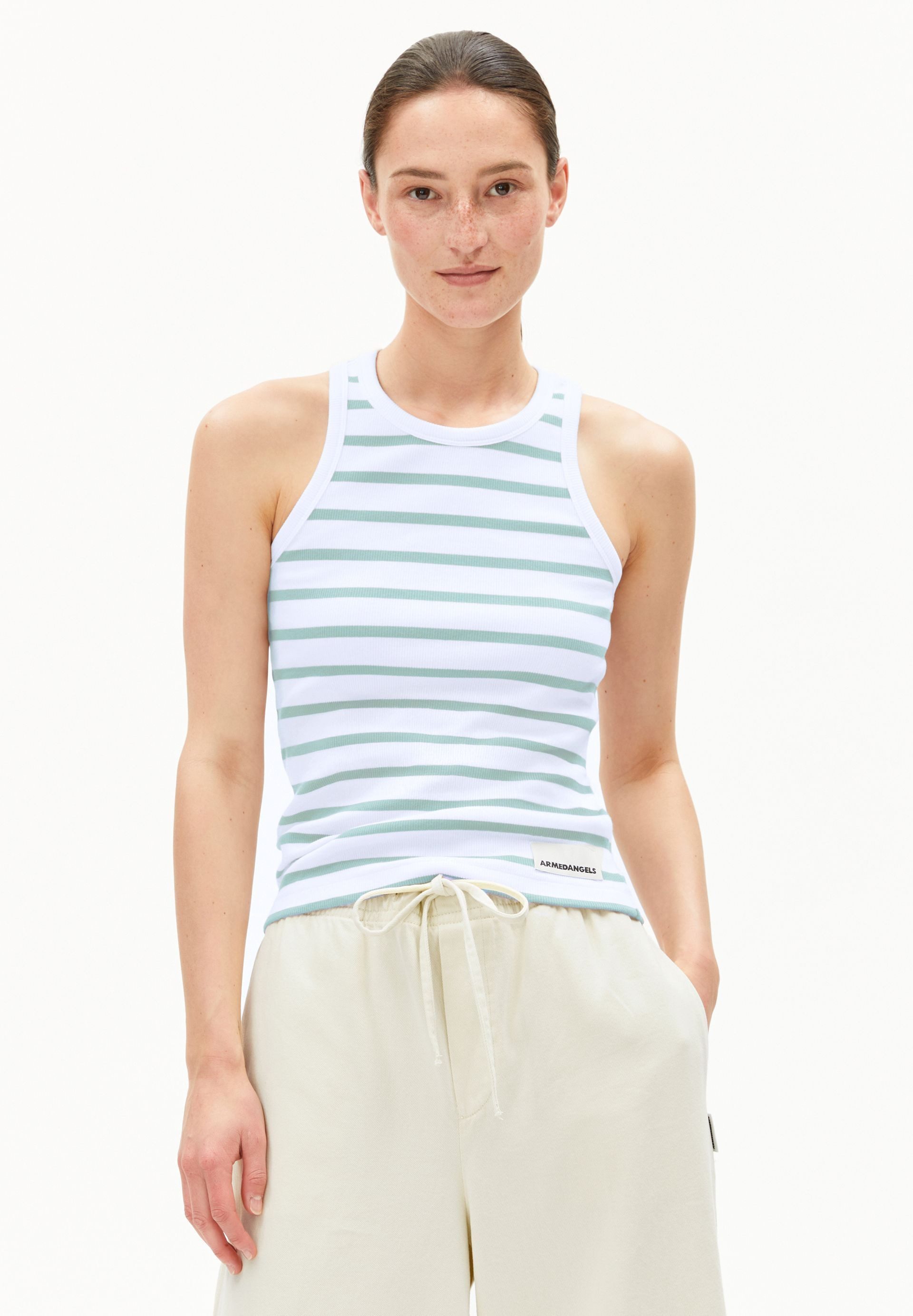 Armedangels Shirttop KANITAA STRIPES Ripp-Top aus Bio-Baumwoll Mix (Fitted) Rundhalsausschnitt