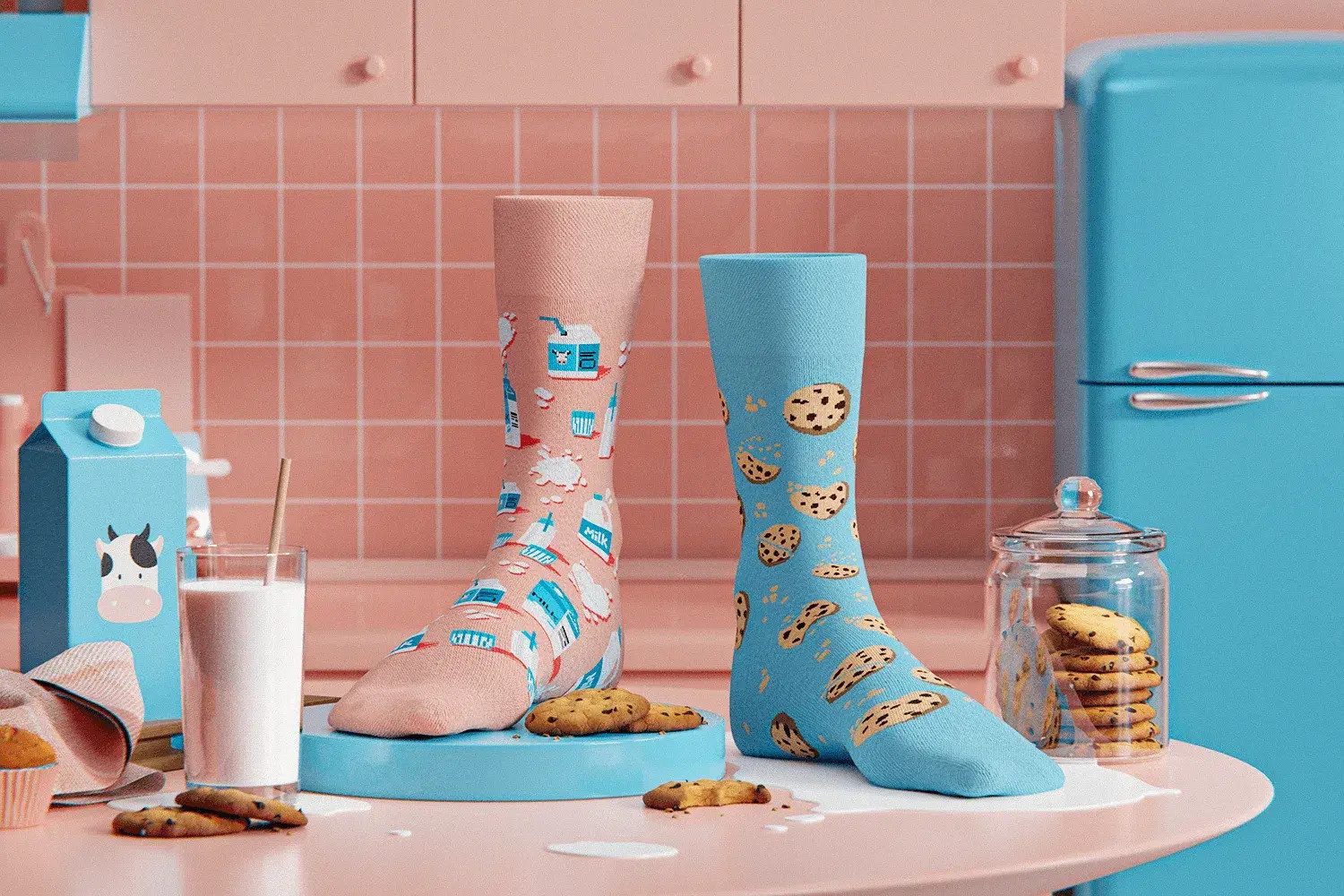 Many Mornings Freizeitsocken Many Mornings Socken Milk & Cookies (1 Paar, 1-Paar, 1 Paar) immer ein dismatching Paar