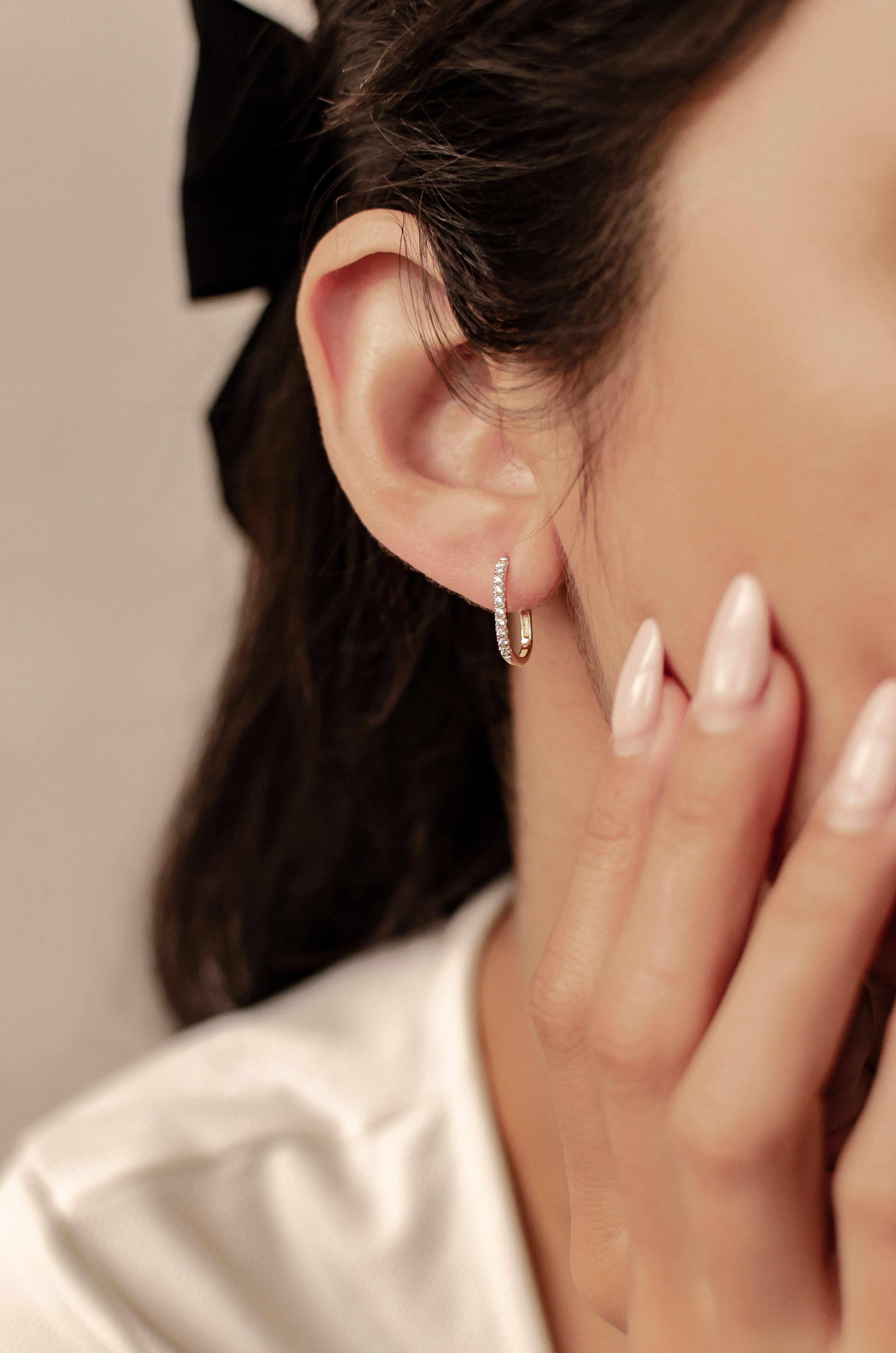 Dear Me Paar Creolen Geo Viereck, 585 Gold mit Zirkonia, Echtgold Schmuck, günstig online kaufen