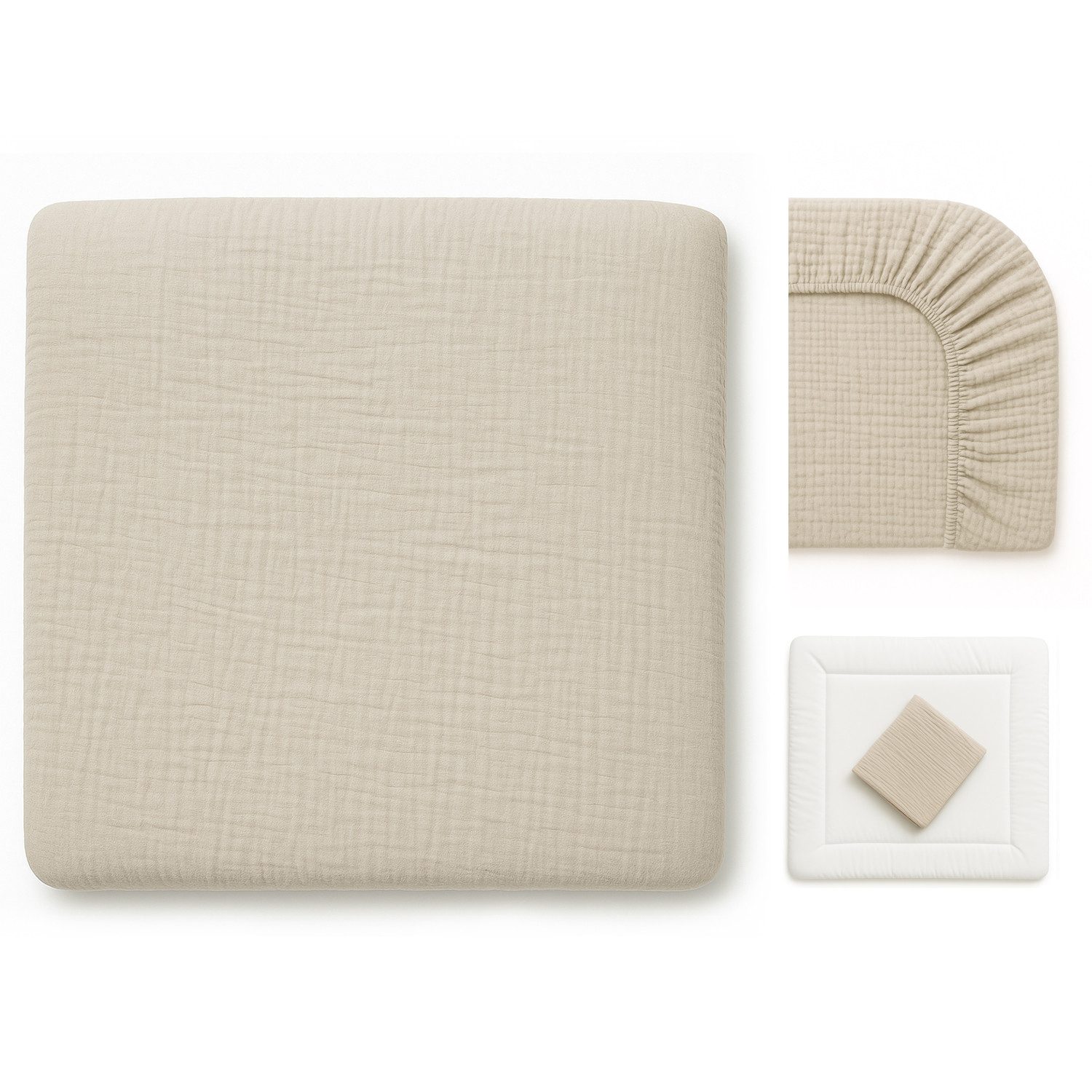 BABEES Wickelauflagenbezug Wickelauflagenbezug 100% Baumwolle Musselin Bezug für Wickelauflage, 85x75 und 75x75 cm weicher Wickeauflagenüberzug atmungsaktiv waschbar