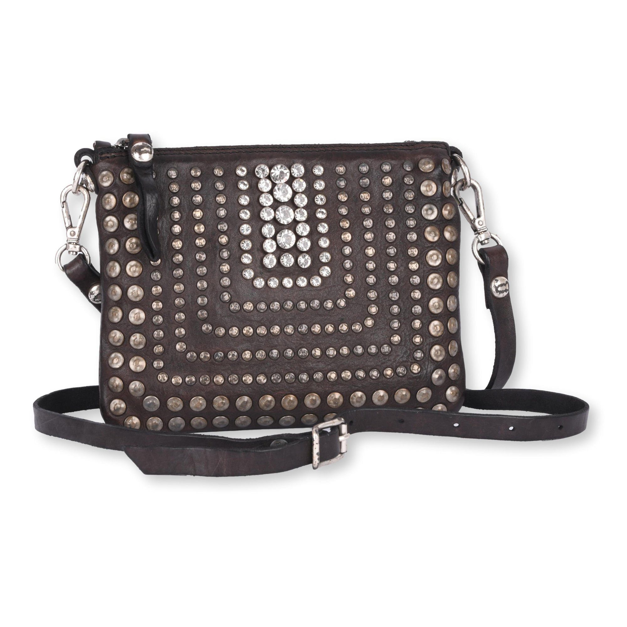 Leder Campomaggi Tasche Braun Nieten Kleine Tasche Mit Nieten