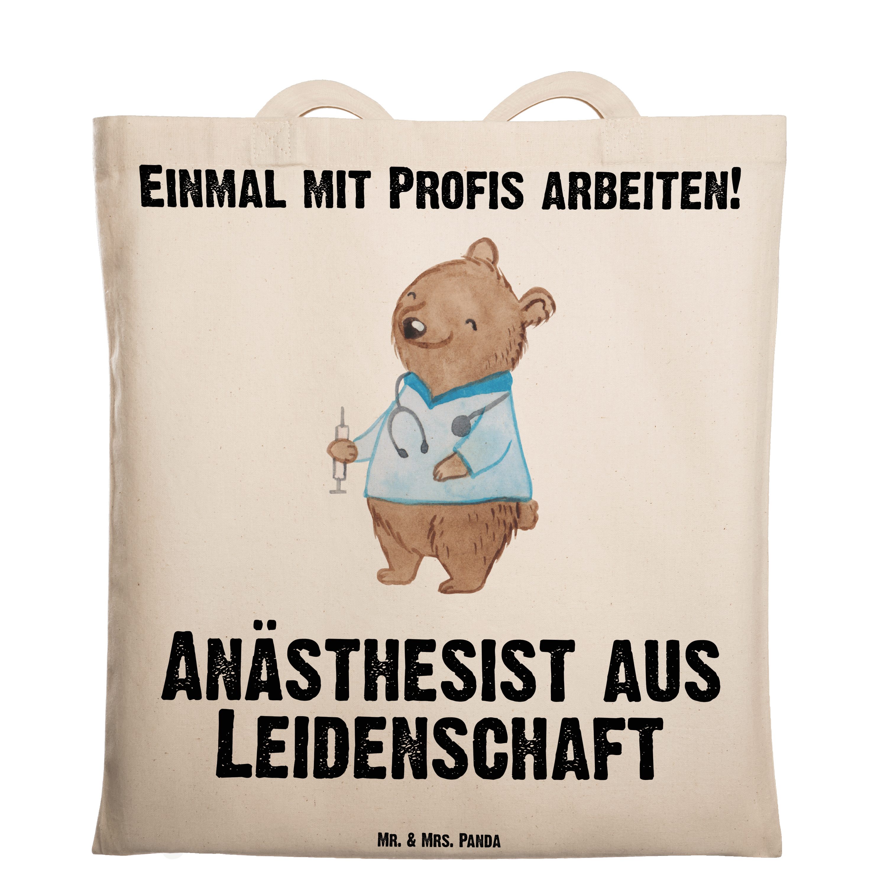 Mr. & Tragetasche (1-tlg) - Leidenschaft Anästhesist aus Mrs. Arbeitskollege - Transparent Geschenk, Panda