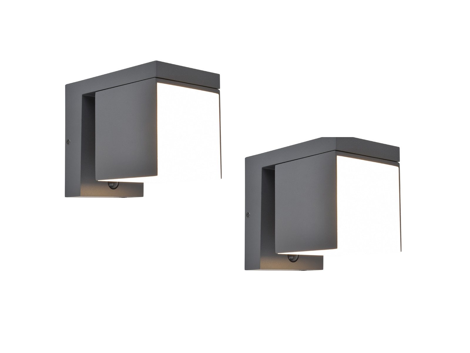 LUTEC LED Außen-Wandleuchte, Dimmfunktion, LED fest integriert, warmweiß, 2er SET Wand Außenleuchten, Hybrid Solar-lichter mit Strom Breite 19cm