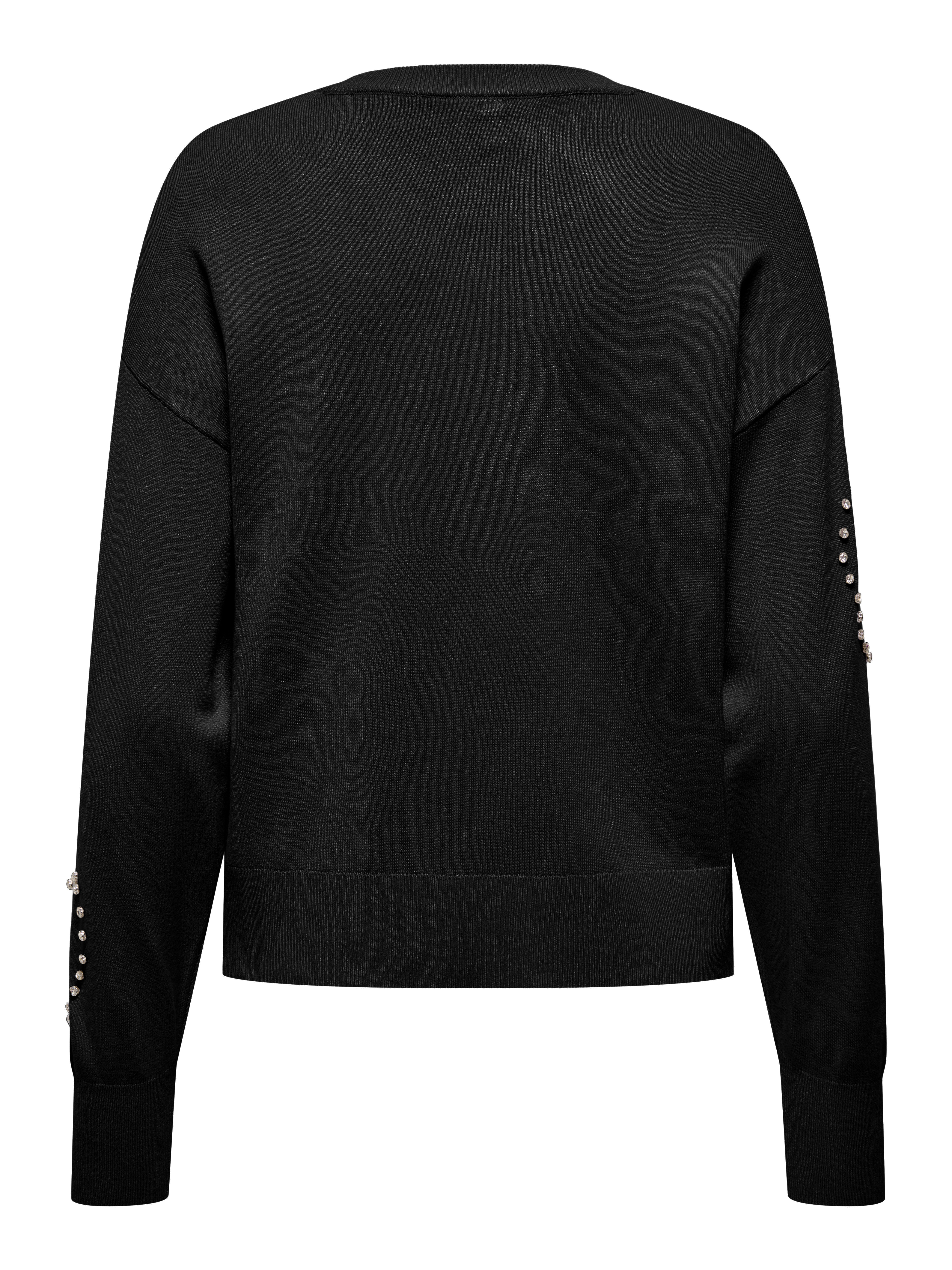 ONLY Rundhalspullover ONLBEE LS HEART BLING O-NECK CC KNT mit Glitzersteinen