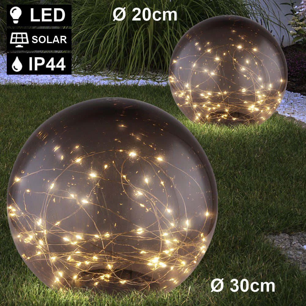 LED Garten Strahler Würfel-Design Außen Kugel Leuchte Deko Lampe Solar Rauch 