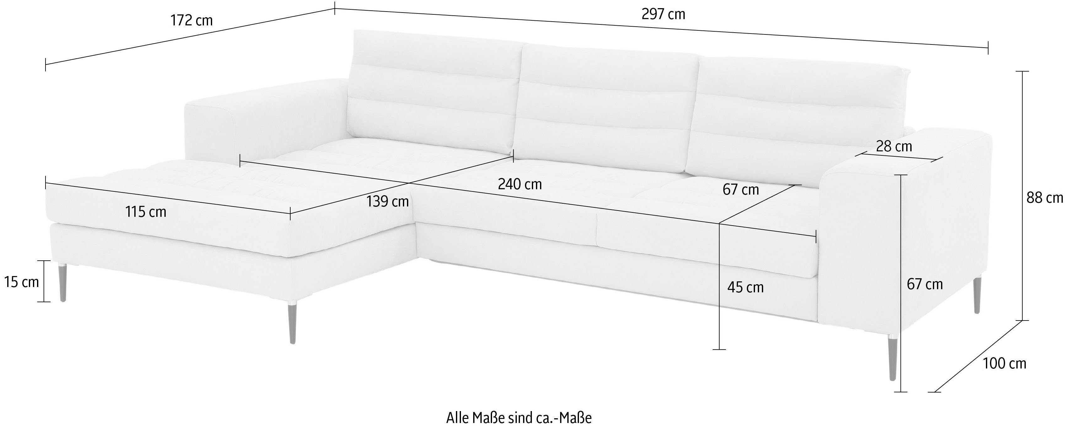 Home affaire x (277cm oder 172cm) x Bettfunktion 172cm) 88cm x Brandwood, 88cm Ecksofa (297cm ohne x