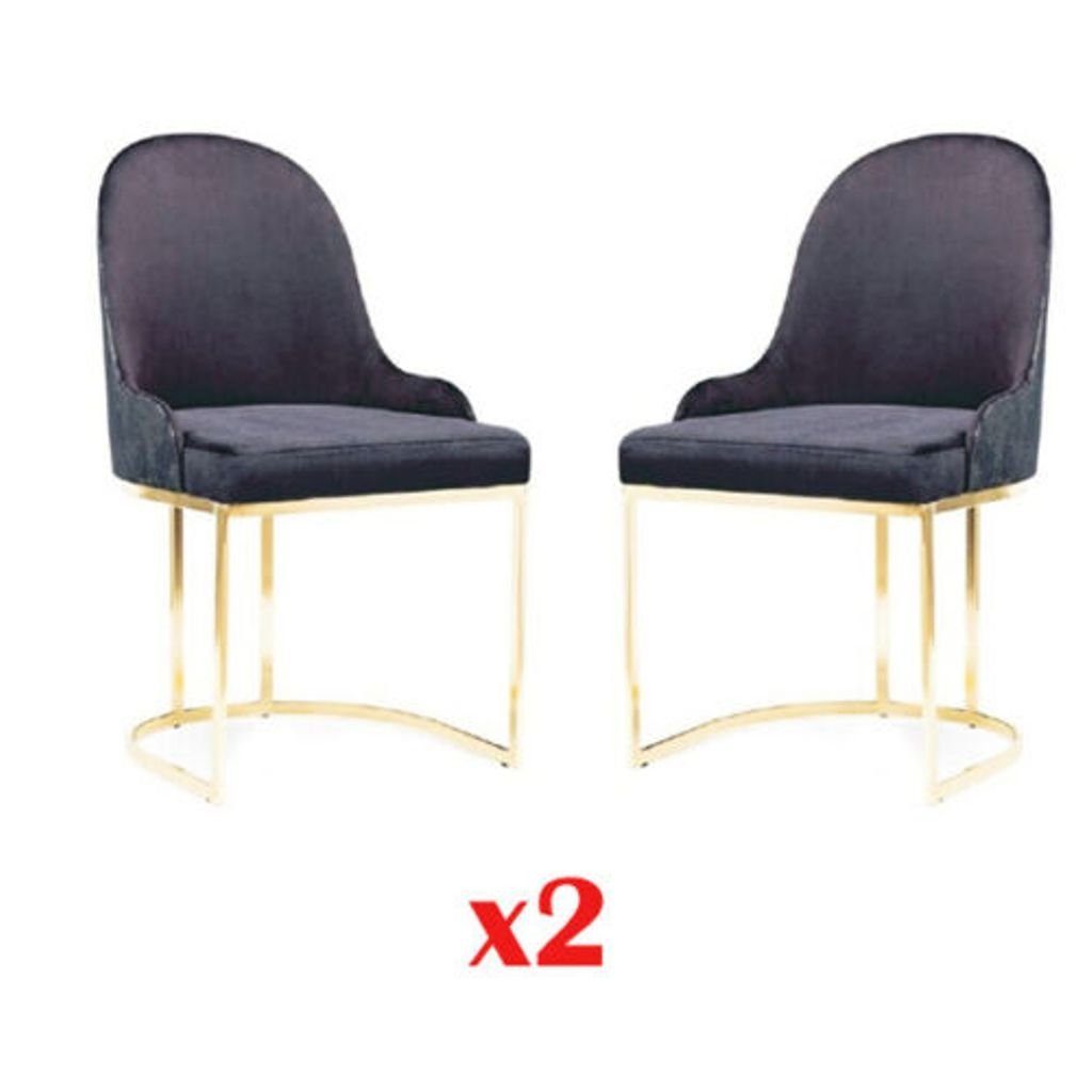 JVmoebel Esszimmerstuhl, Ess Zimmer Neu Luxus Modern Blau Elegant 2x Möbel Stuhl Neu Set