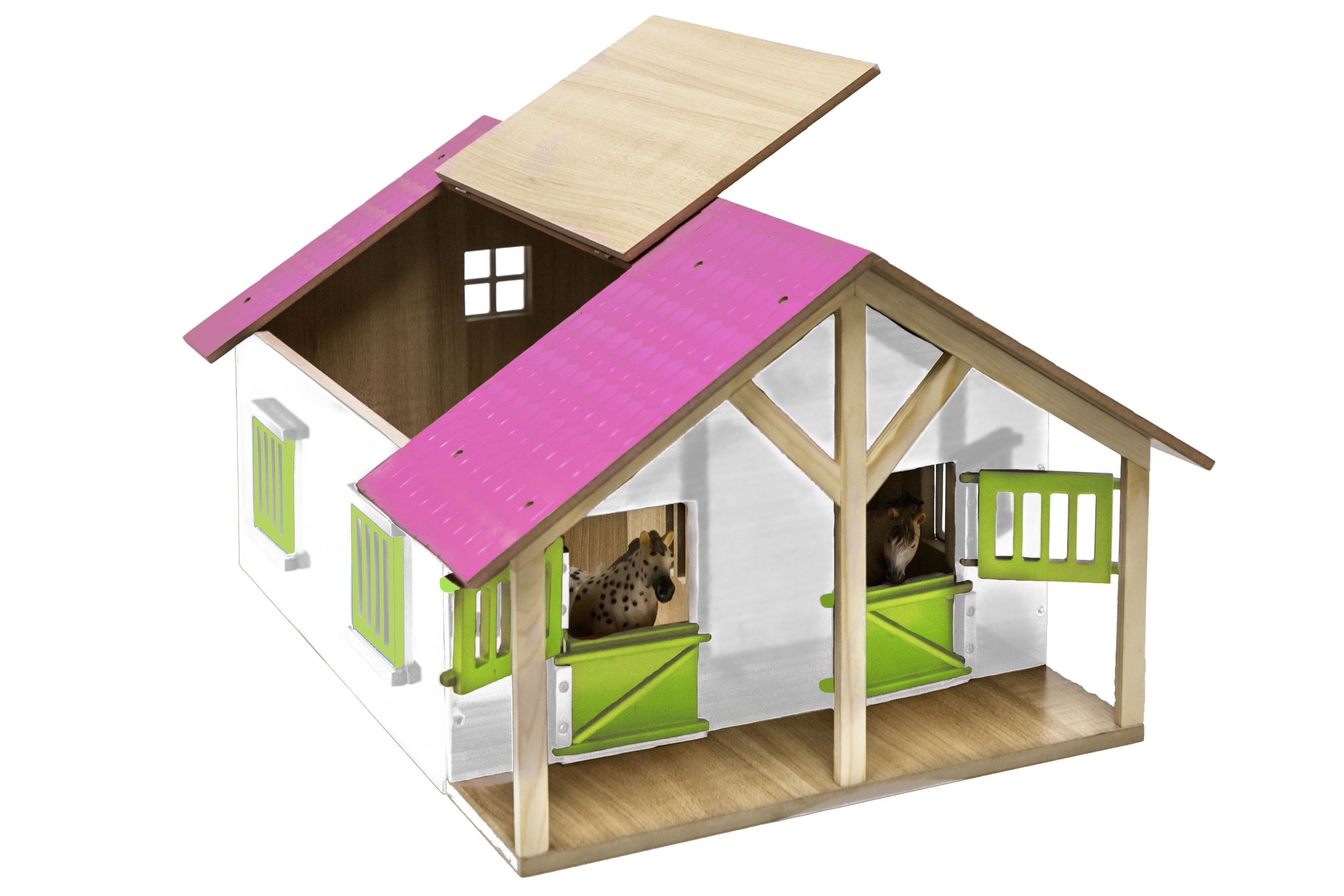 Kids Globe Spielwelt Kids Globe Farming Pferde Stall aus Holz 1:24, mit Werkstatt