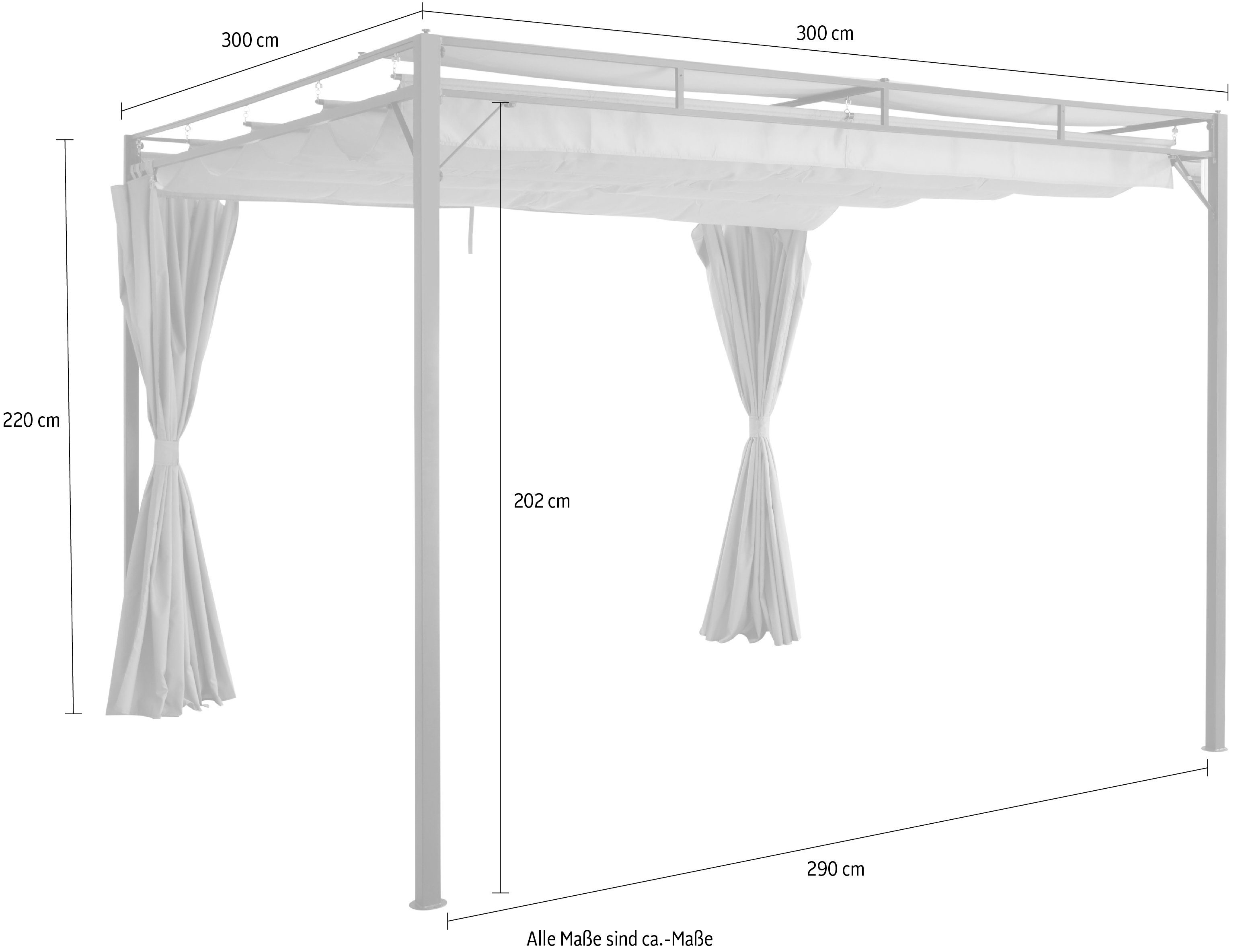 KONIFERA Pavillon Milos, mit 2 Seitenteilen, (Set), BxT: 300x300 cm