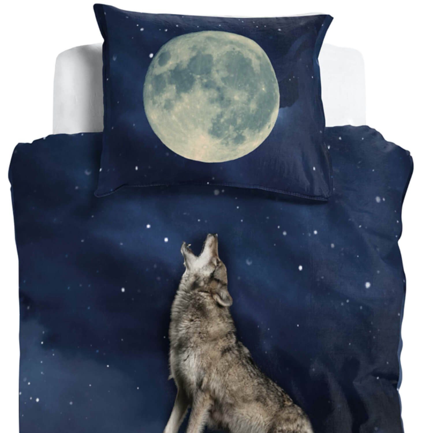 ESPiCO Bettwäsche Wolf Vollmond, Renforcé, 2 teilig, Raubtier, Sterne, Mond günstig online kaufen