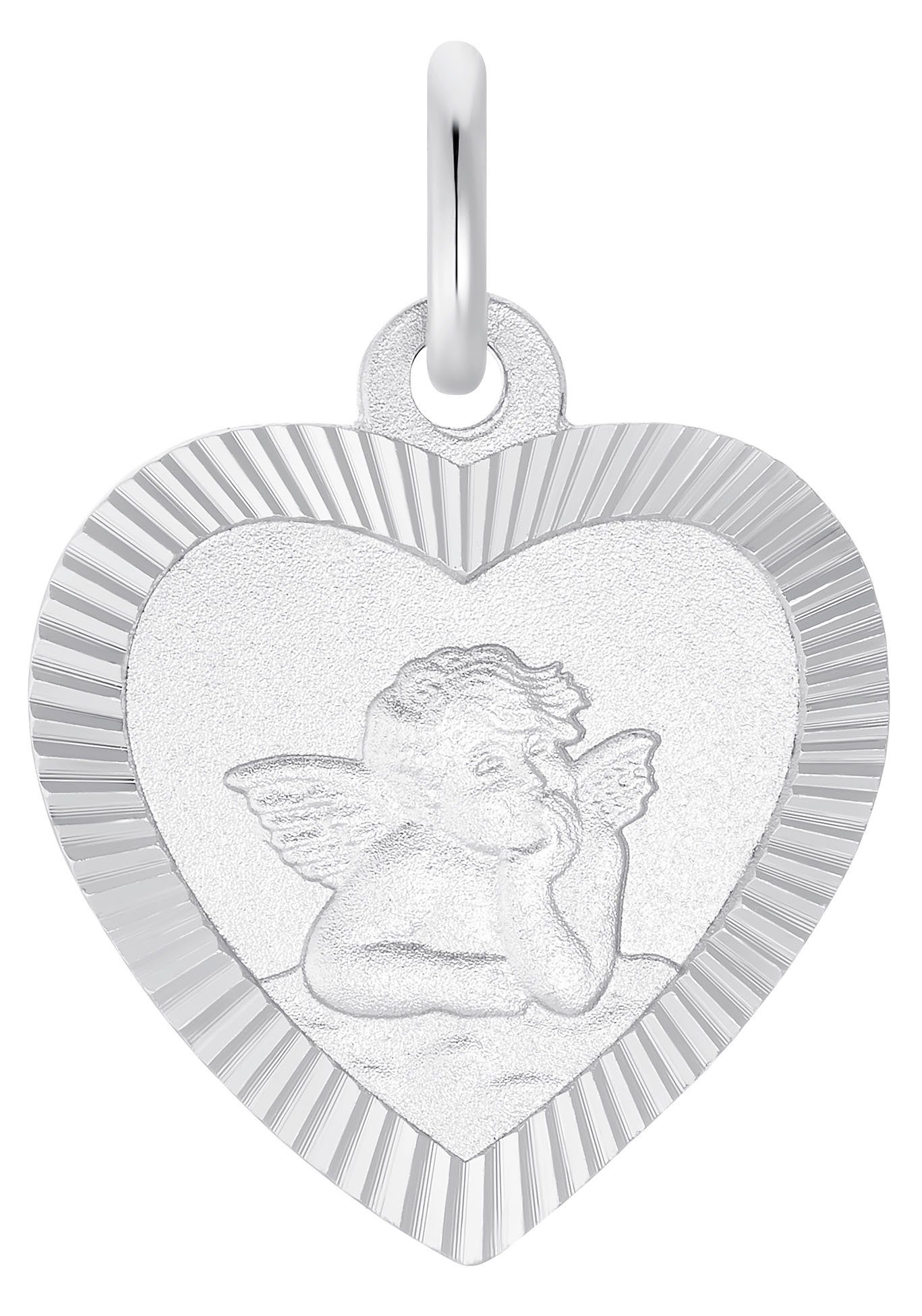 Amor Кулоны Angelheart Herz mit Schutzengel, mit fester Gravur "Gott schütze Dich"