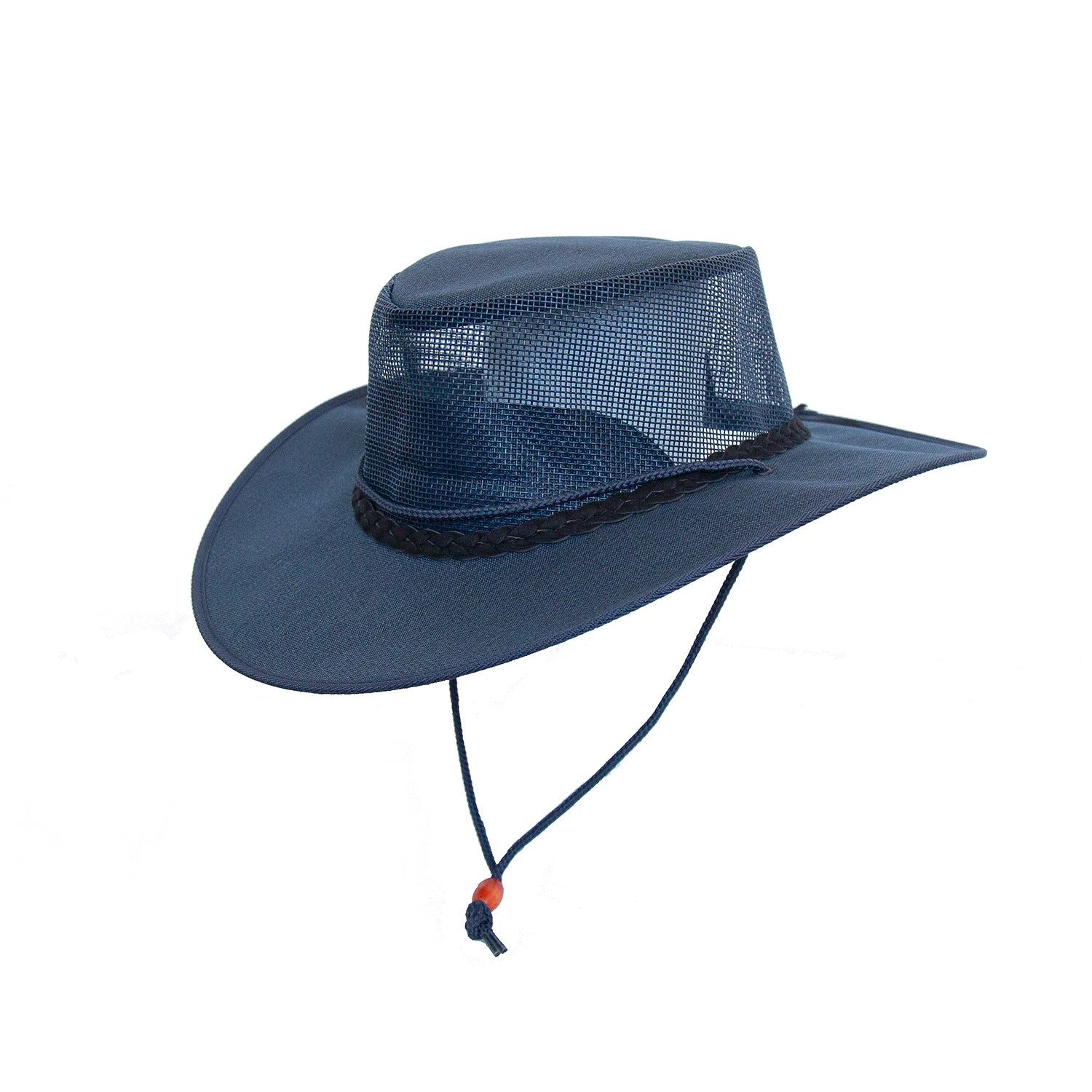 Outbacker Cowboyhut Australischer Canvas Sommerhut mit Netzeinsatz- inkl. Kinnband wasserf