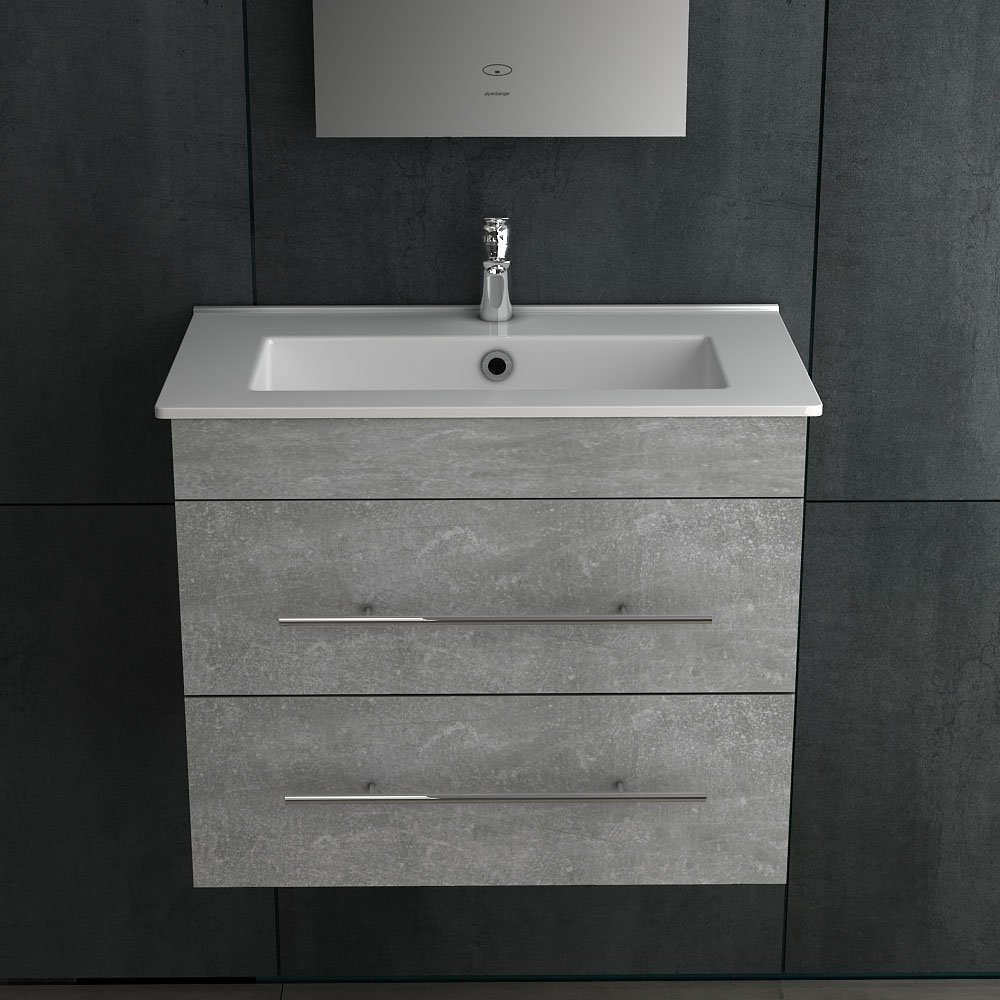 Alpenberger Waschbecken mit Unterschrank - Badschrank Grau - Badmöbel Set 6 günstig online kaufen