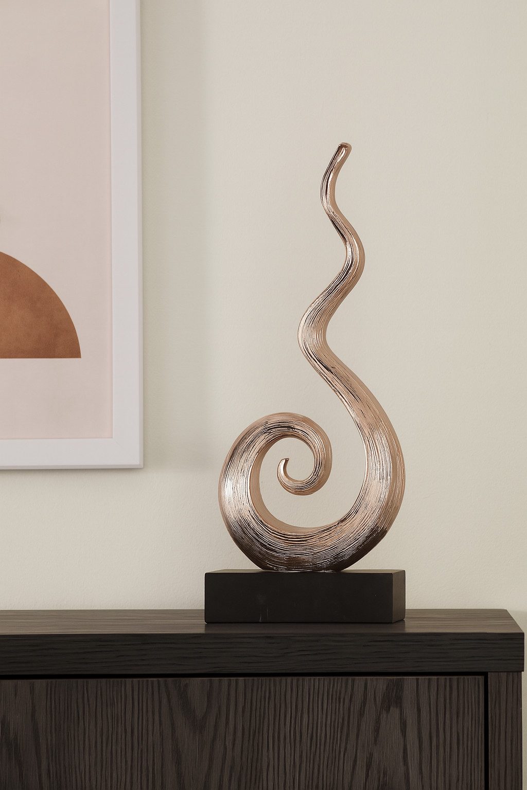 MF Skulptur Skulptur Aurelia Dekofigur Spirale kupferfarben mit Holzsockel 35cm (1 St)