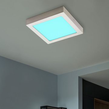 etc-shop LED Deckenleuchte, LED-Leuchtmittel fest verbaut, Warmweiß, Farbwechsel, Deckenlampe Wohnzimmerleuchte RGB LED Panel Fernbedienung L 22,5 cm