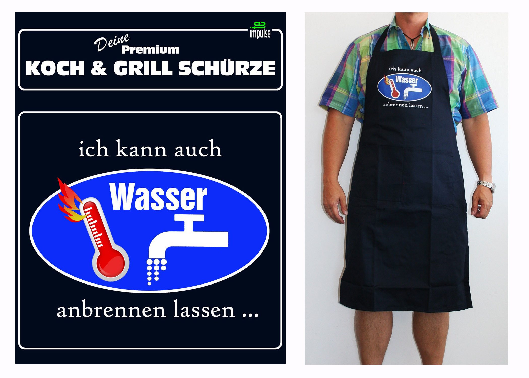 teprovo Grillschürze Kochschürze Schürze 116cm ich kann auch Wasser anbrenn günstig online kaufen