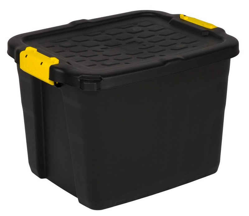 Kreher Aufbewahrungsbox Aufbewahrungsbox "TOUGH" 42L in Schwarz mit abschließbarem Deckel