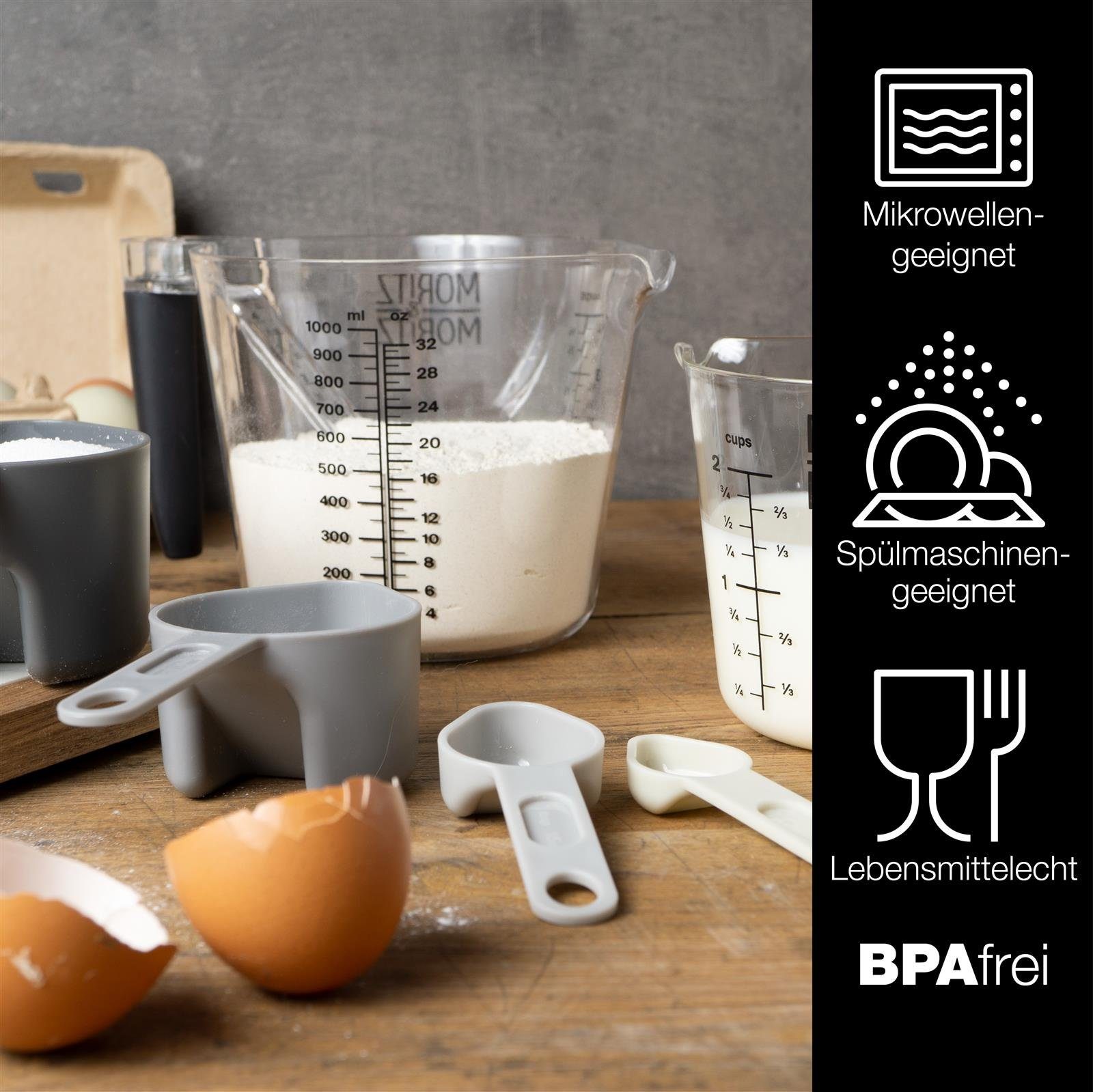 Moritz & Moritz Messbecher Moritz & Moritz Messbecher Set 0,5L 1L, Kunststoff, (Set, 6-St)