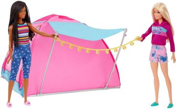 Barbie Puppen Accessoires-Set Abenteuer zu zweit, Camping Zelt, mit 2 Puppen & Zubehör