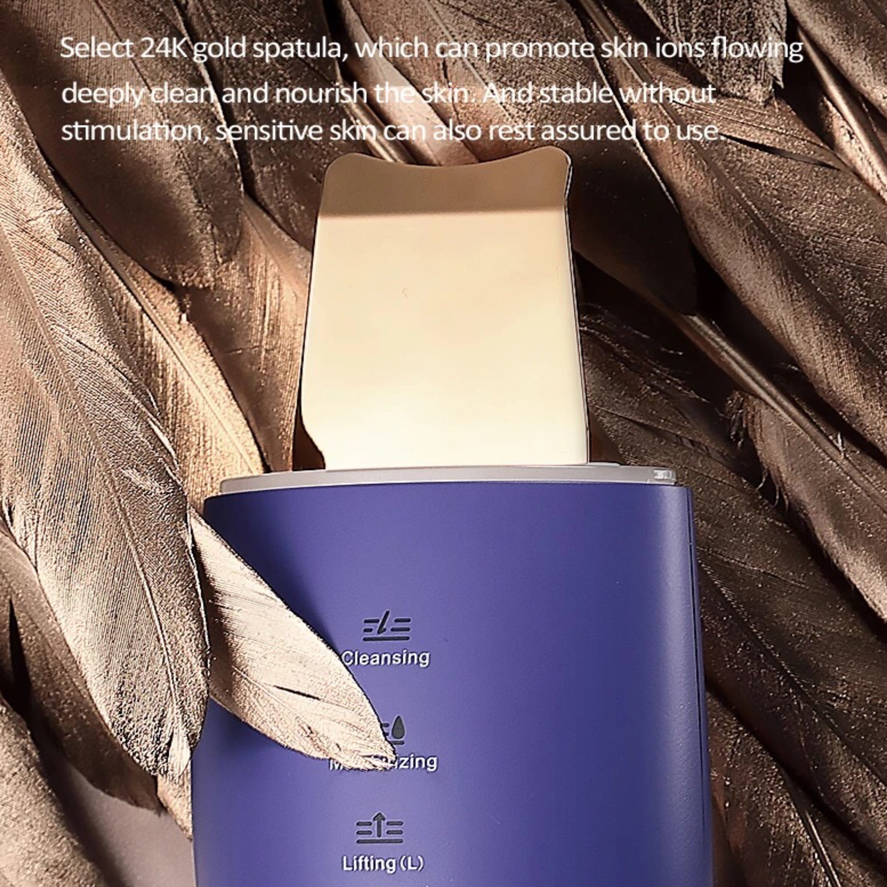 Lalano`S Cosmetics Anti-Aging-Gerät Golden Skin Scrubber, Ultraschallpeelinggerät, Porenreiniger, Beauty, Gesichtsreinigung, Ionen Hautreiniger für Gesichtspflege, EMS, Gerät zur Gesichtsstraffung, kosmetikbehandlungsgerät, Pickel und Akne Entferner, Mikrodermabrasionsgerät, Mitesserentferner, Gesichtsmassagegerät, 24K Goldspatel, Maniküre Pediküre set