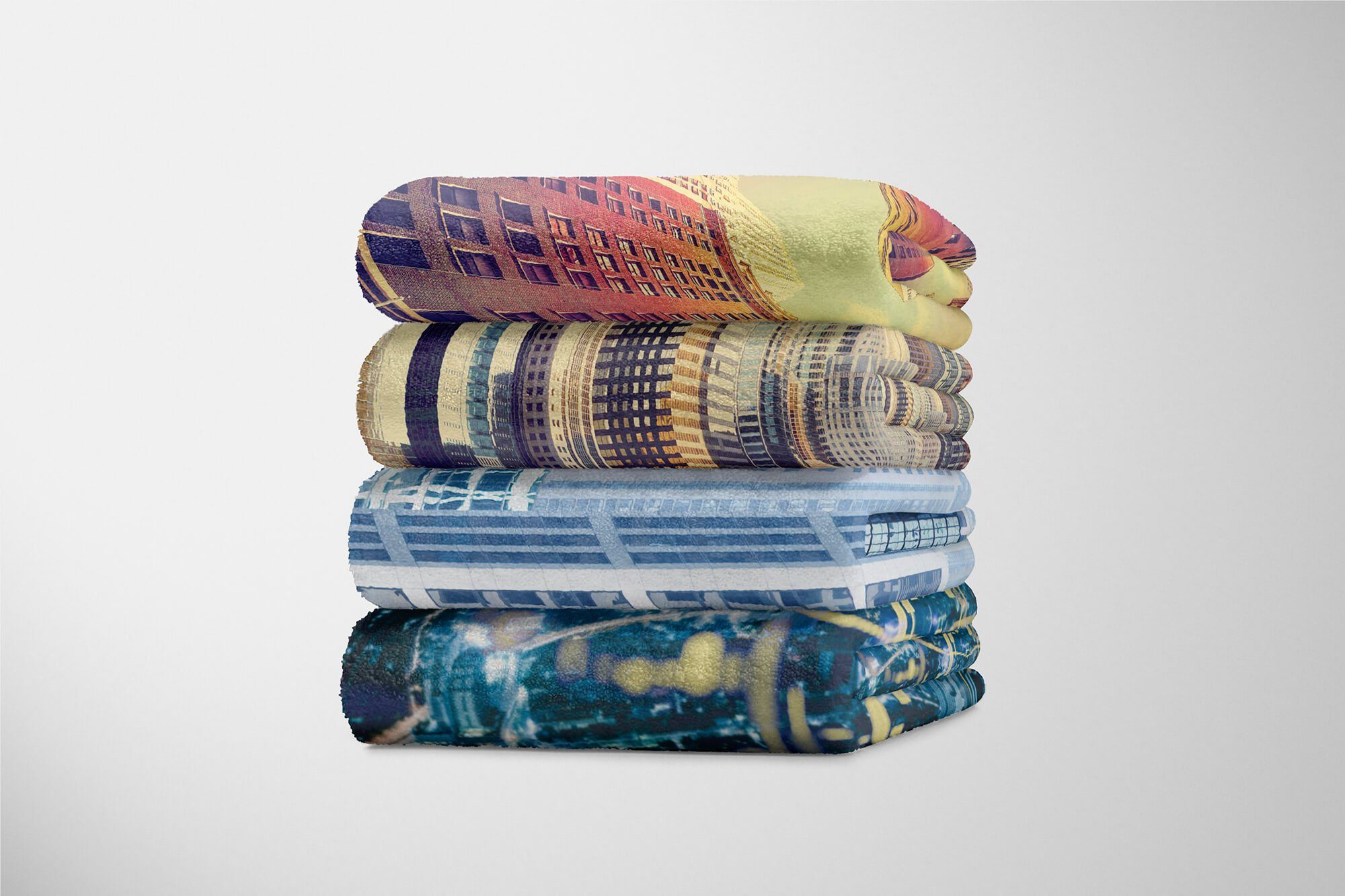 Blau Architektur Handtuch (1-St), Baumwolle-Polyester-Mix mit Art Sinus Strandhandtuch Kuscheldecke Handtücher H, Saunatuch Handtuch Fotomotiv