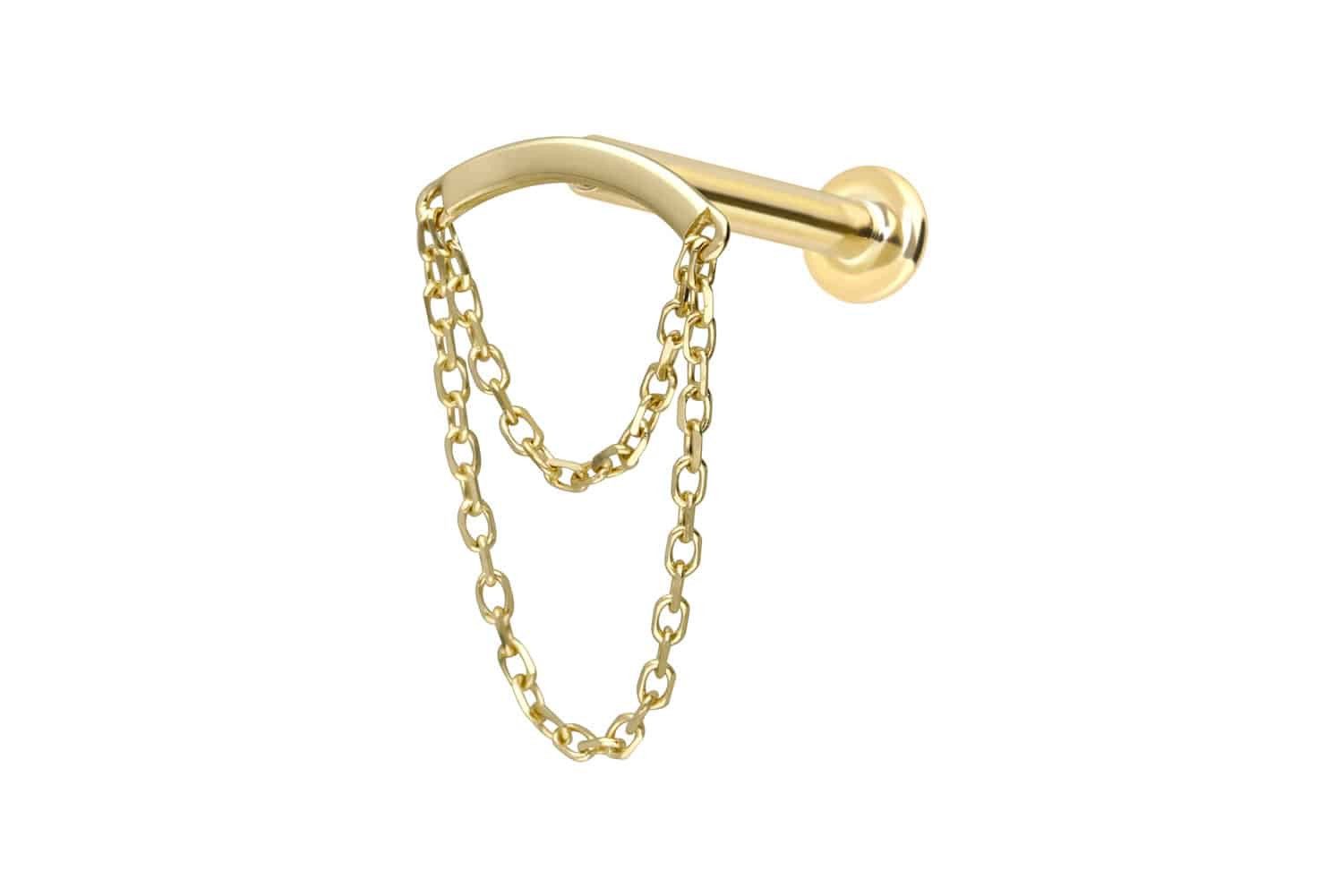 PIERCINGLINE Piercing-Set 14 Karat Gold Labret mit Push Fit BOGEN + 2 KETTEN (Labrets, 1-tlg)