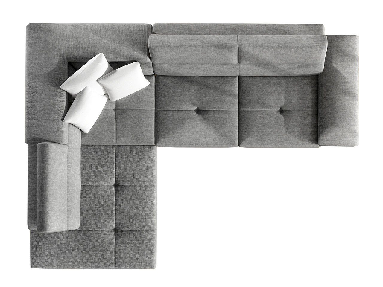 Bettkasten, Sofa L-Form mit mit Einstellbare Polsterecke Schlaffunktion und Ecksofa Kopfstützen, Cotere, MIRJAN24