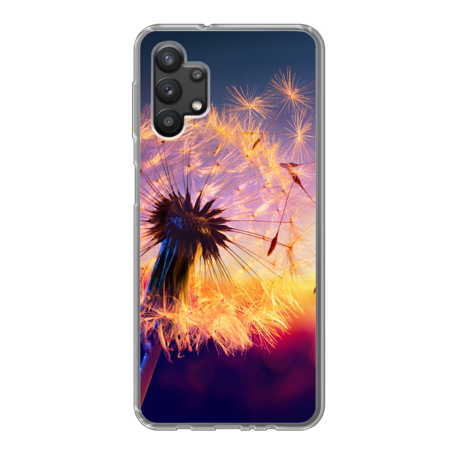 MuchoWow Handyhülle für Samsung Galaxy A32 5G Löwenzahn - Blumen - Sonnenuntergang - Horiz, Smartphone-Bumper, Print, Handy Schutzhülle Dünn