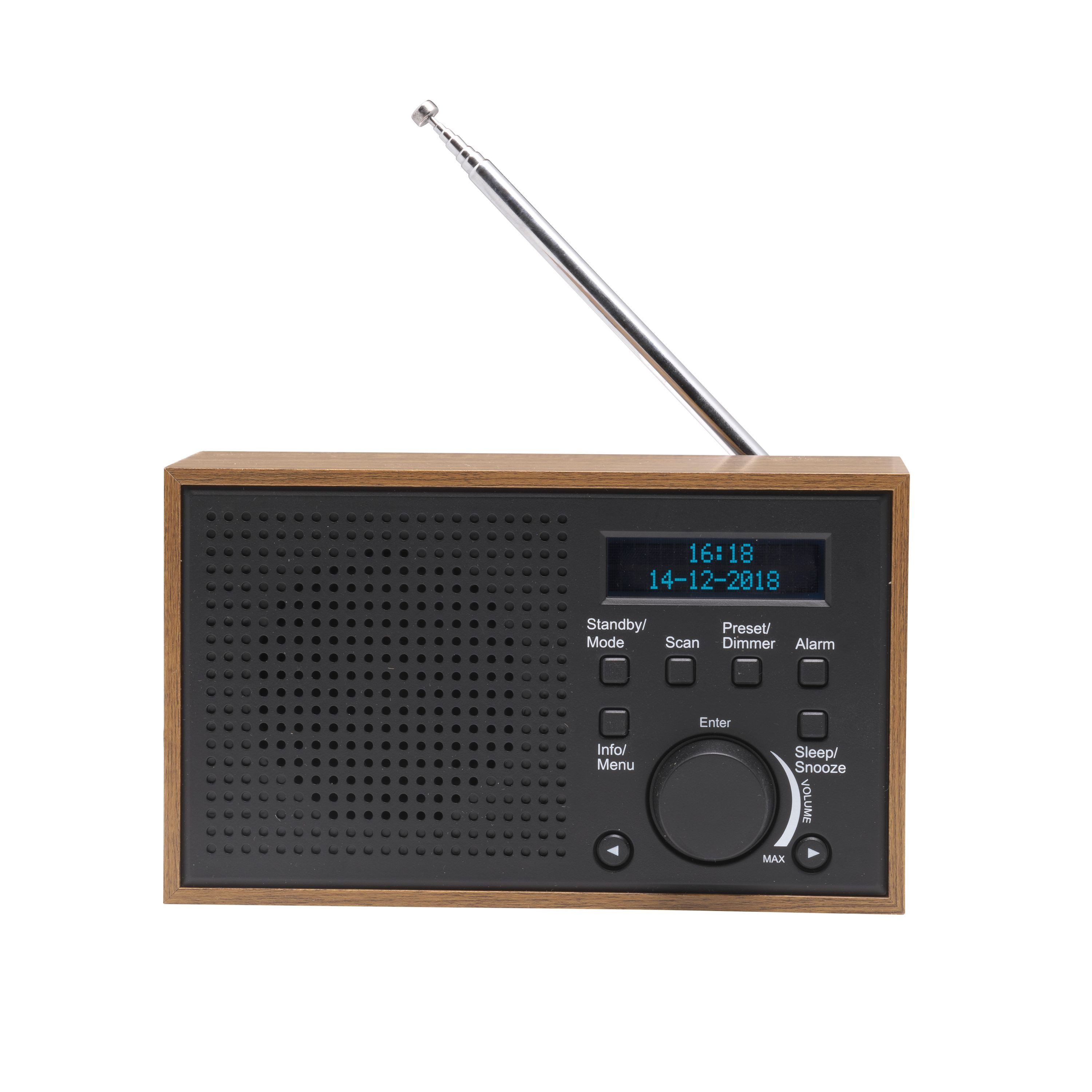Denver DAB-46DGR Digitalradio (DAB) (DAB+, FM PLL, Uhr & Alarm, Snooze, 16-stufige Lautstärkeregelung, 2 W, DAB+/FM-Radio mit Dual-Alarm, Snooze und Sleep-Timer)
