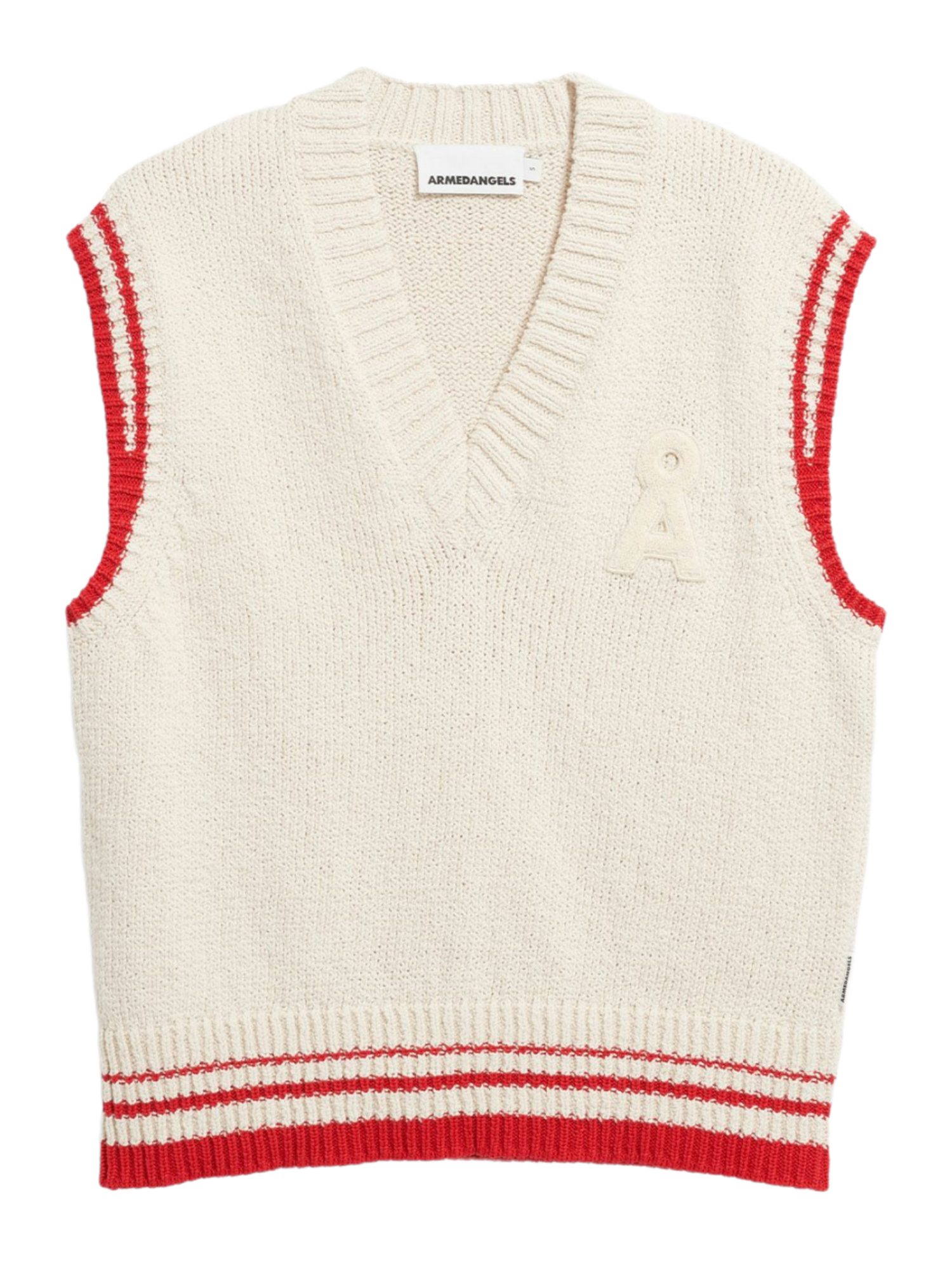 Armedangels Strickweste weiß,Casual,Bio-Baumwolle,Unifarben,V-Ausschnitt,Ärmellos,Loose Fit